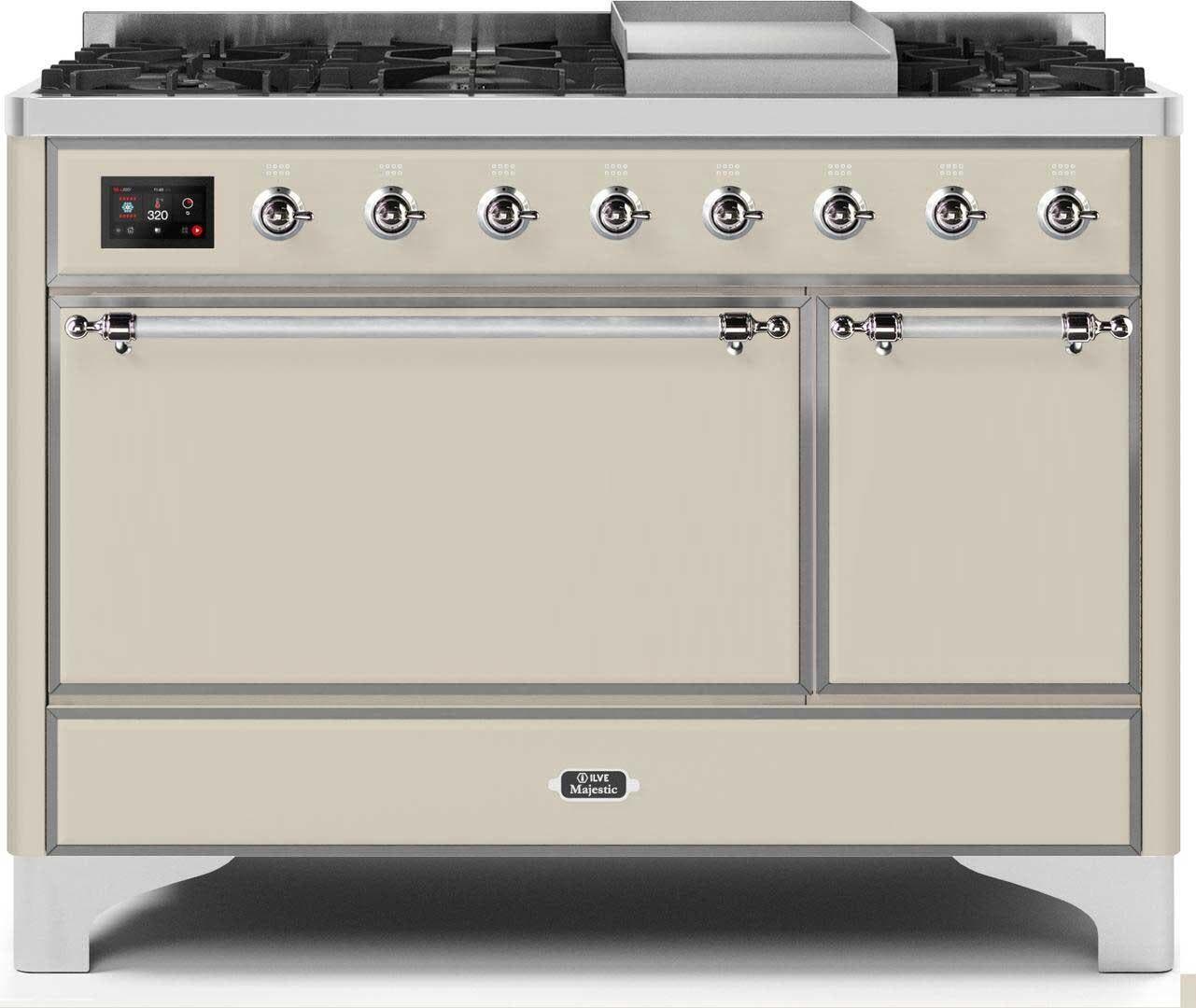 Ilve UM12FDQNS3AWC Natural Gas In Antique White W/ Chrome Trim