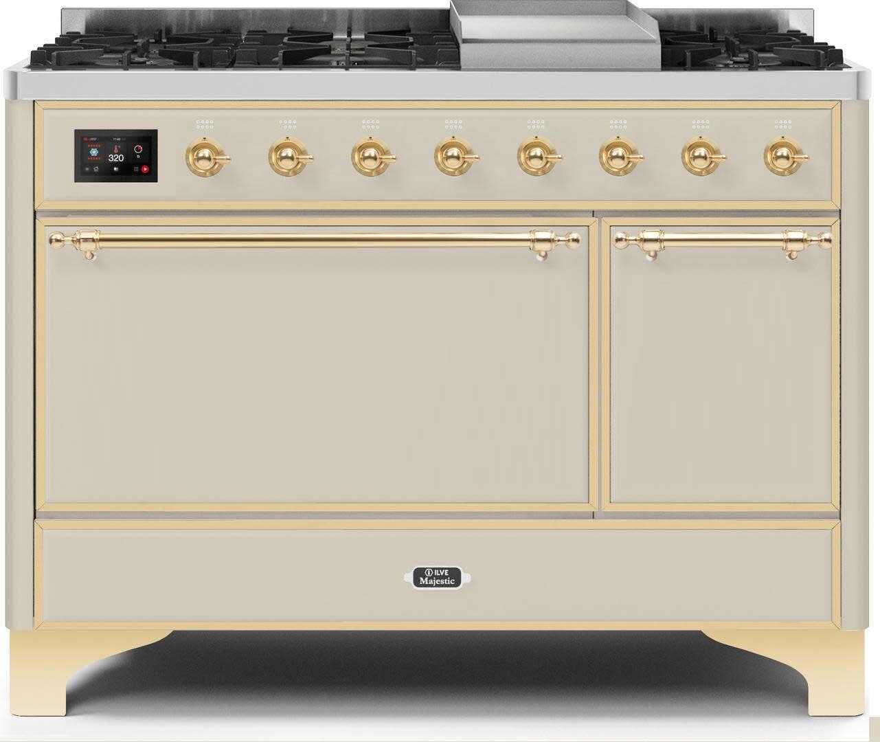 Ilve UM12FDQNS3AWGLP Liquid Propane In Antique White W/ Brass Trim