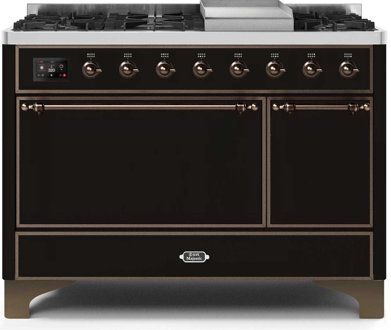 Ilve UM12FDQNS3BKB Natural Gas In Glossy Black W/ Bronze Trim