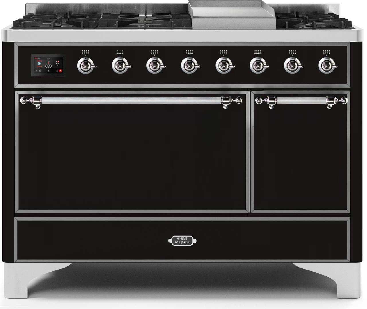 Ilve UM12FDQNS3BKCLP Liquid Propane In Glossy Black W/ Chrome Trim