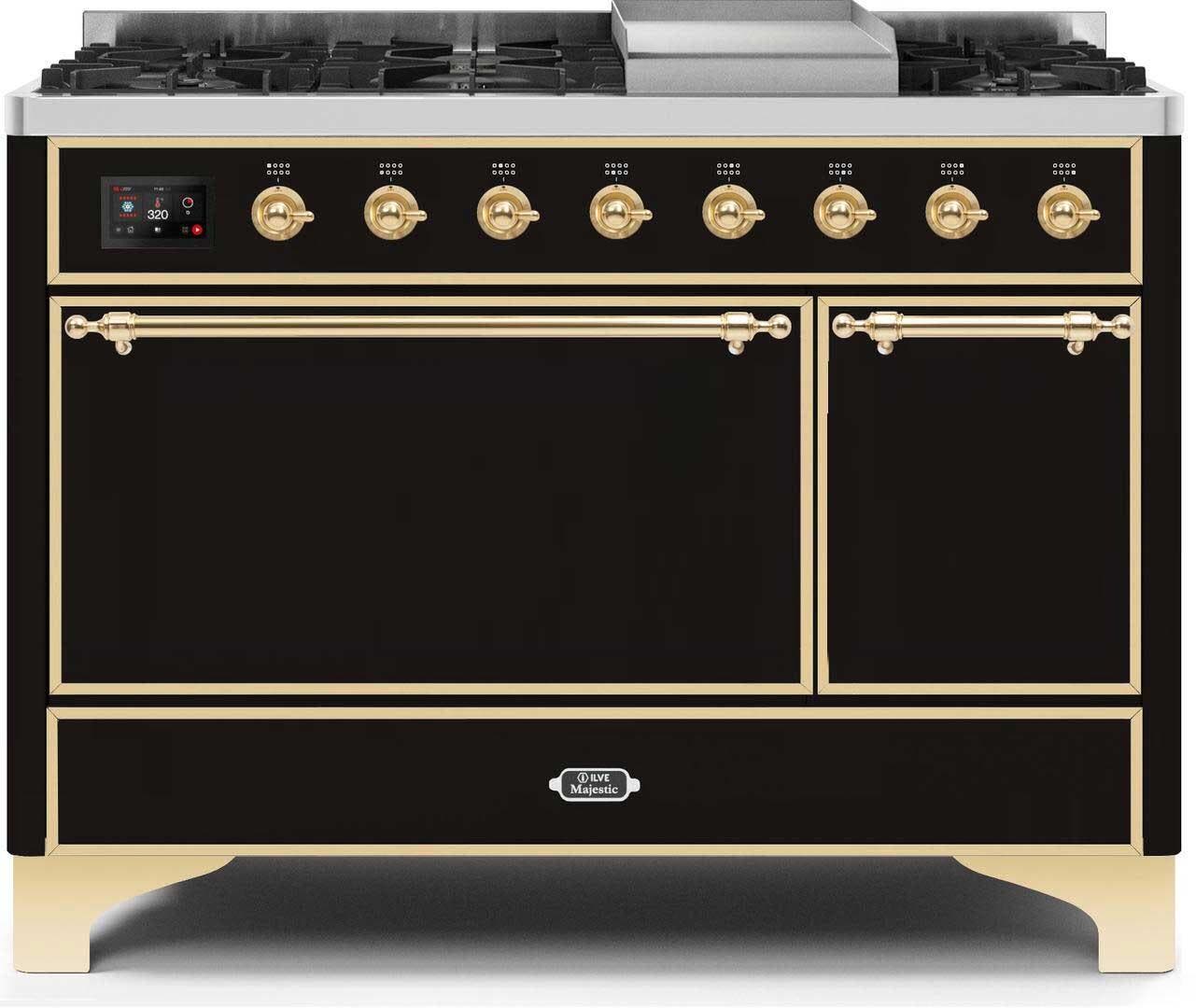 Ilve UM12FDQNS3BKGLP Liquid Propane In Glossy Black W/ Brass Trim
