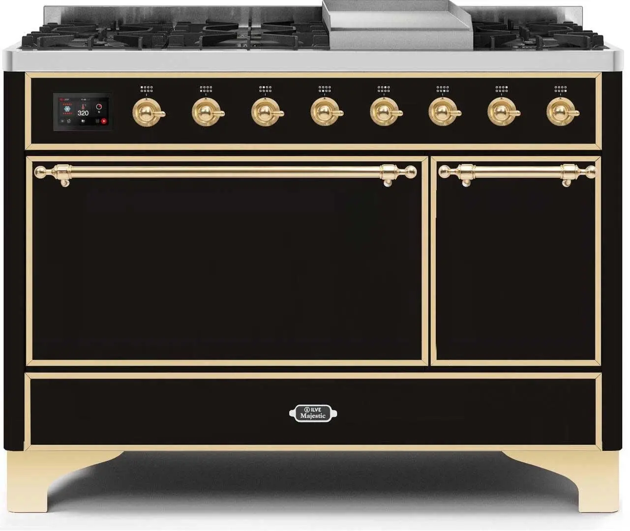 Ilve UM12FDQNS3BKG Natural Gas In Glossy Black W/ Brass Trim