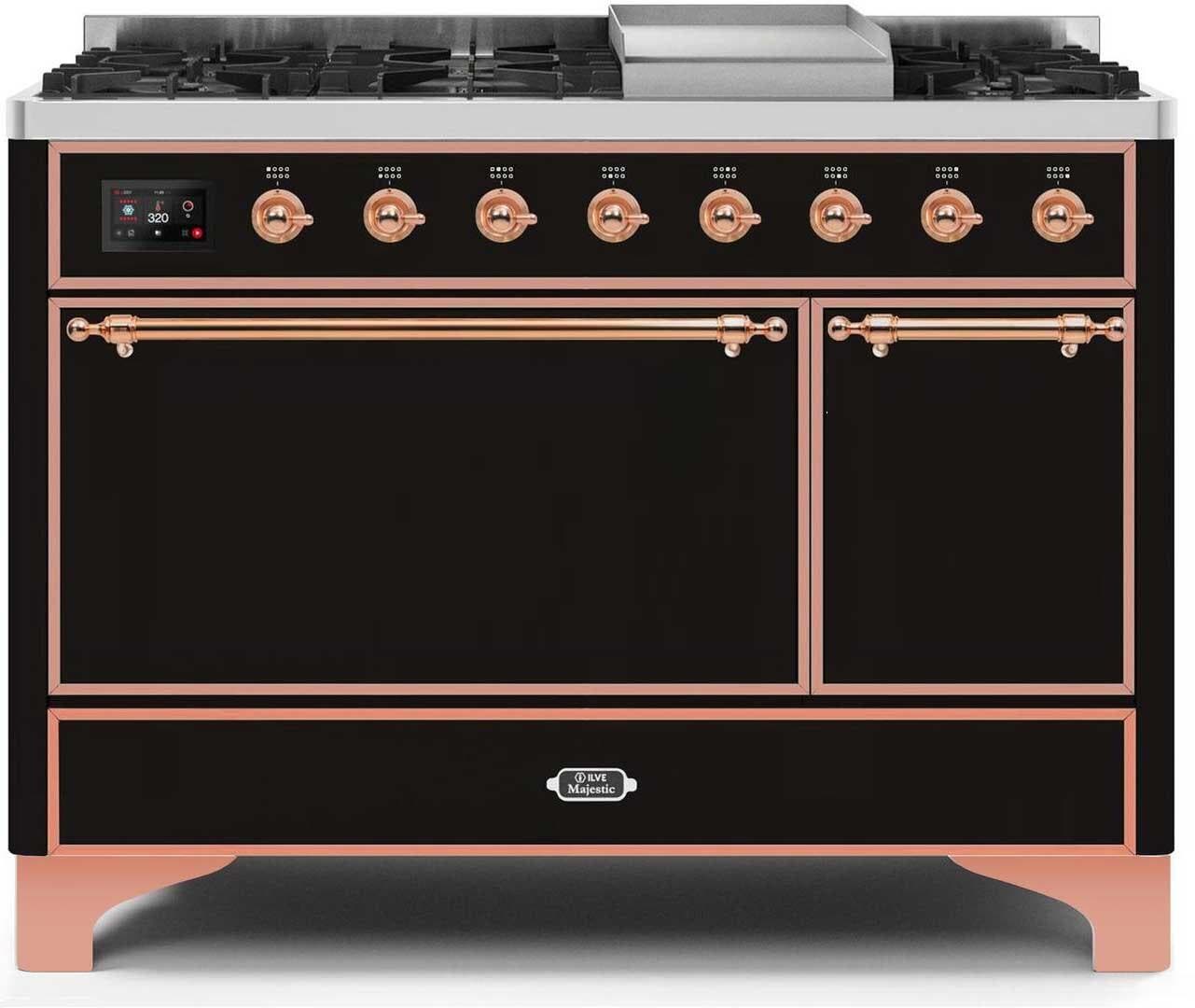 Ilve UM12FDQNS3BKPLP Liquid Propane In Glossy Black W/ Copper Trim