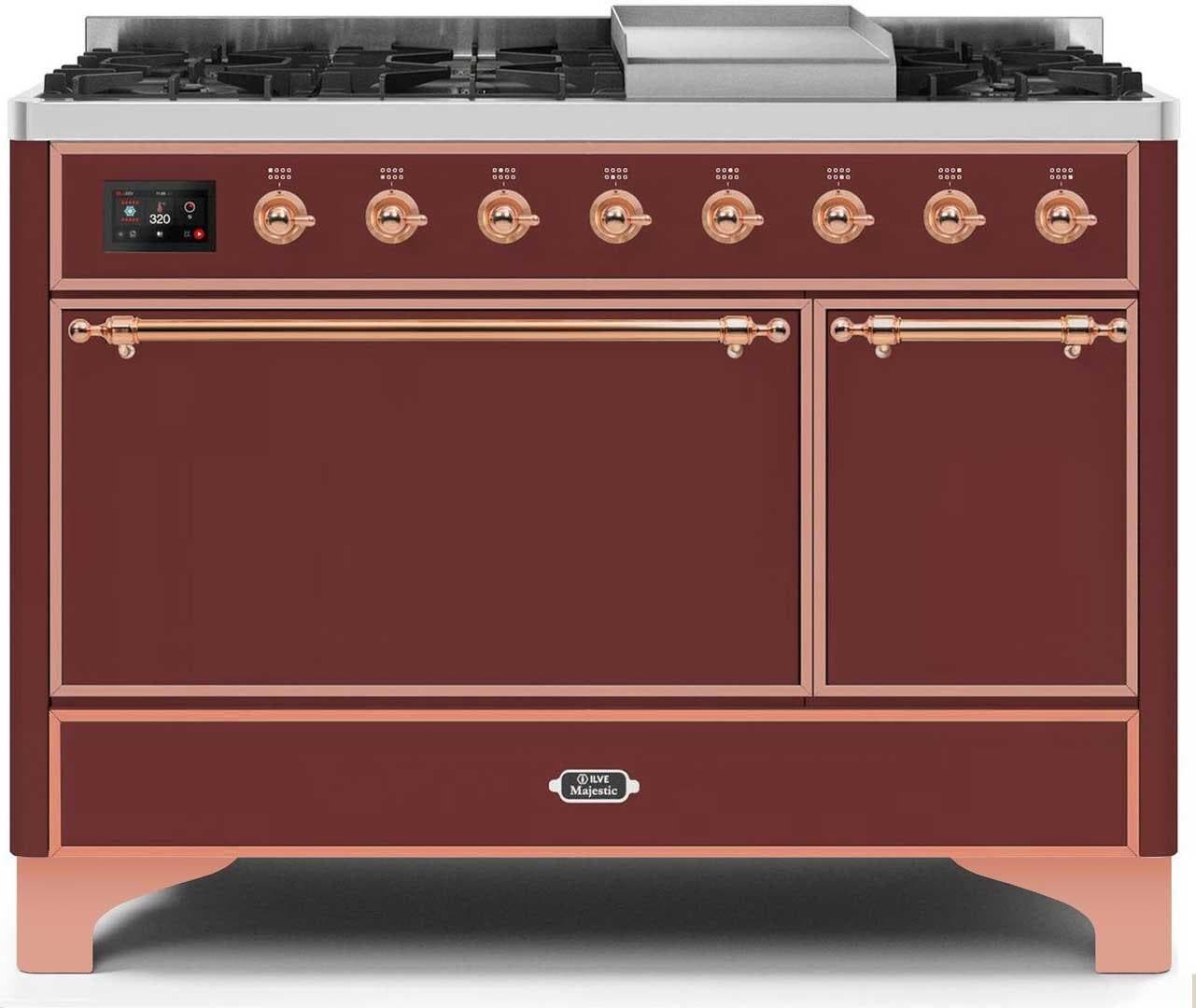 Ilve UM12FDQNS3BUPLP Liquid Propane In Burgundy W/ Copper Trim
