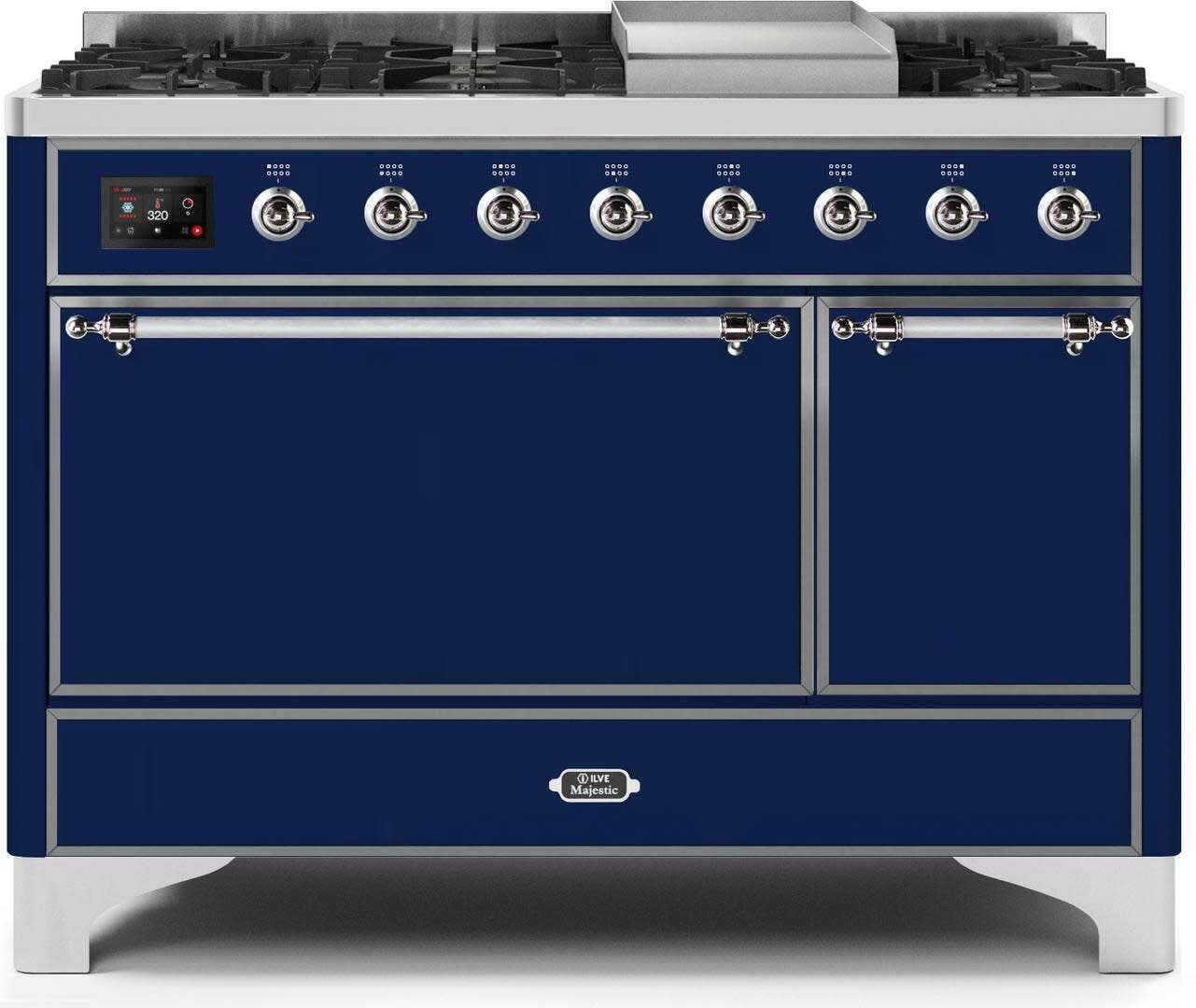 Ilve UM12FDQNS3MBC Natural Gas In Midnight Blue W/ Chrome Trim