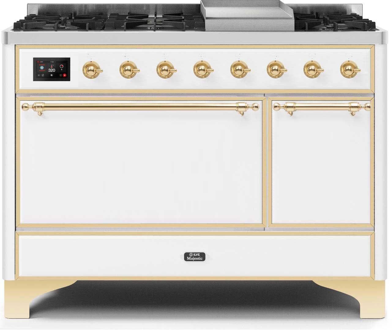 Ilve UM12FDQNS3WHG Natural Gas In White W/ Brass Trim