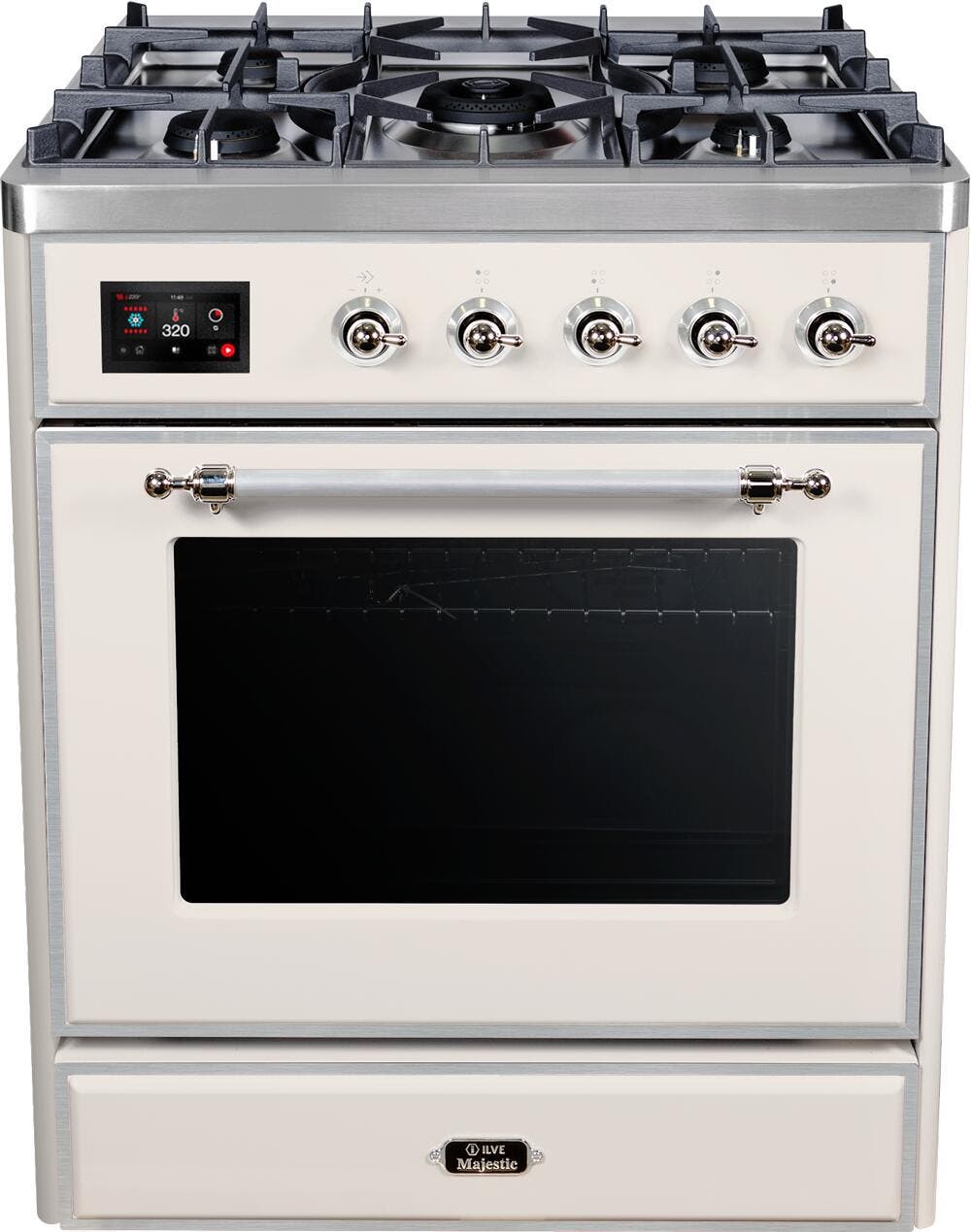 Ilve UM30DNE3AWC Natural Gas In Antique White W/ Chrome Trim