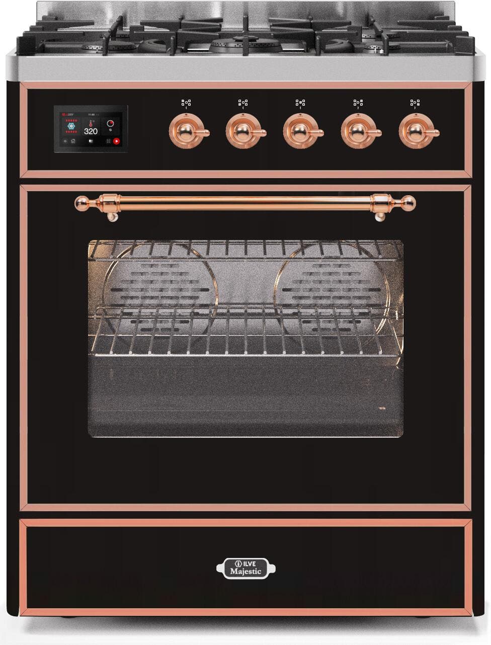 Ilve UM30DNE3BKP Natural Gas In Glossy Black W/ Copper Trim