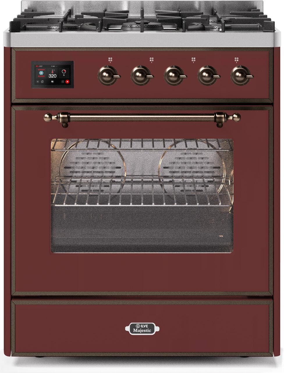 Ilve UM30DNE3BUB Natural Gas In Burgundy W/ Bronze Trim