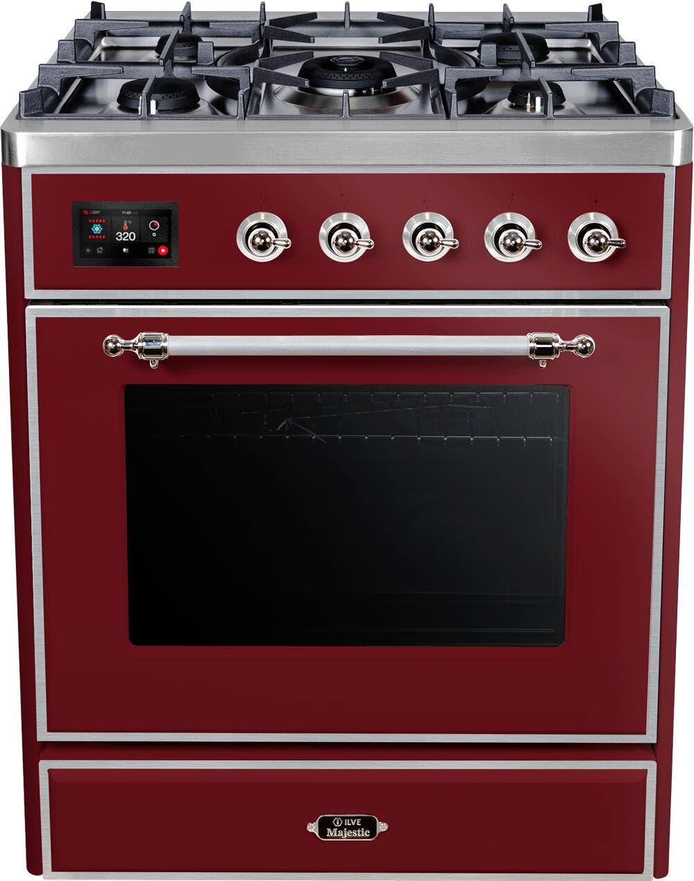 Ilve UM30DNE3BUC Natural Gas In Burgundy W/ Chrome Trim