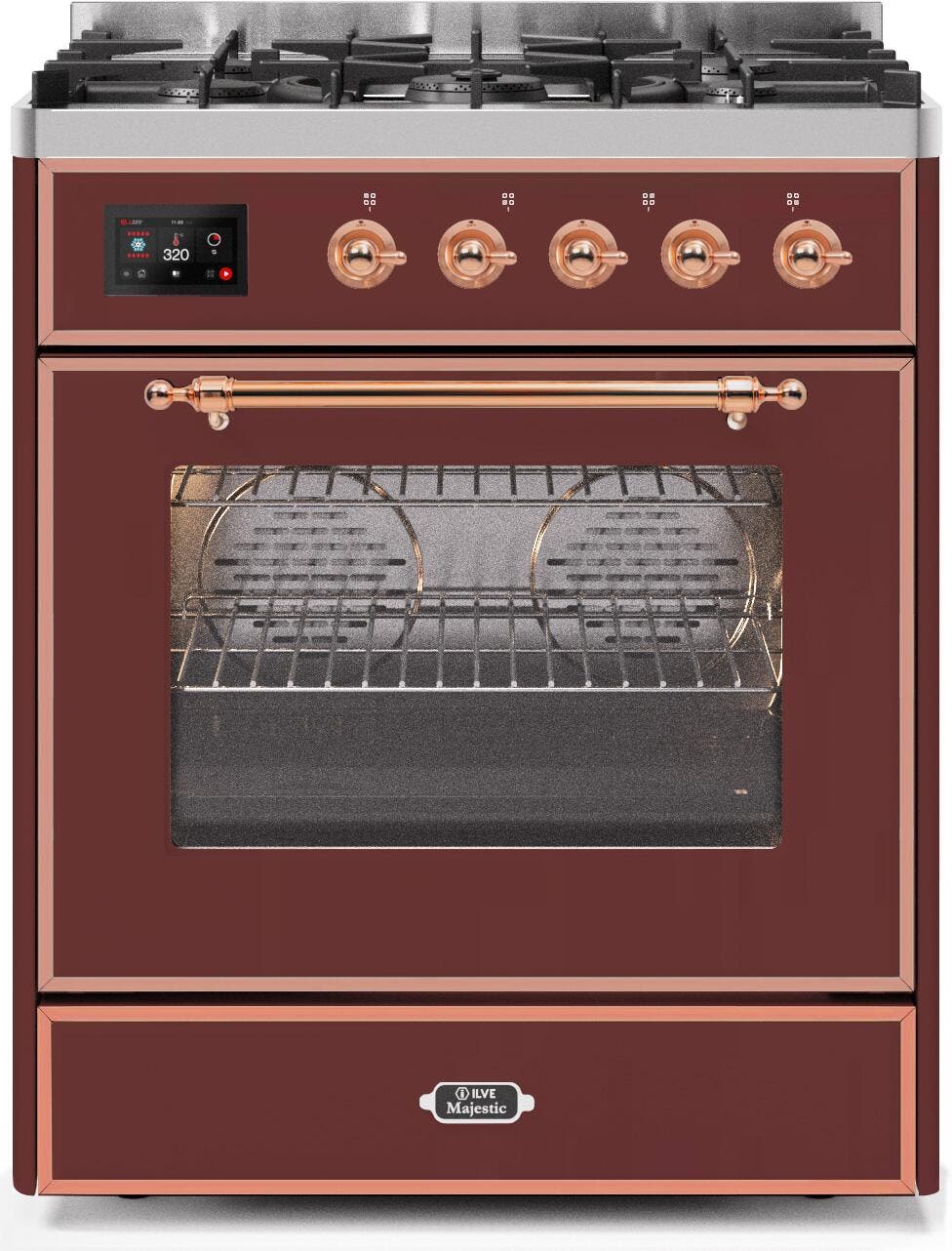 Ilve UM30DNE3BUP Natural Gas In Burgundy W/ Copper Trim