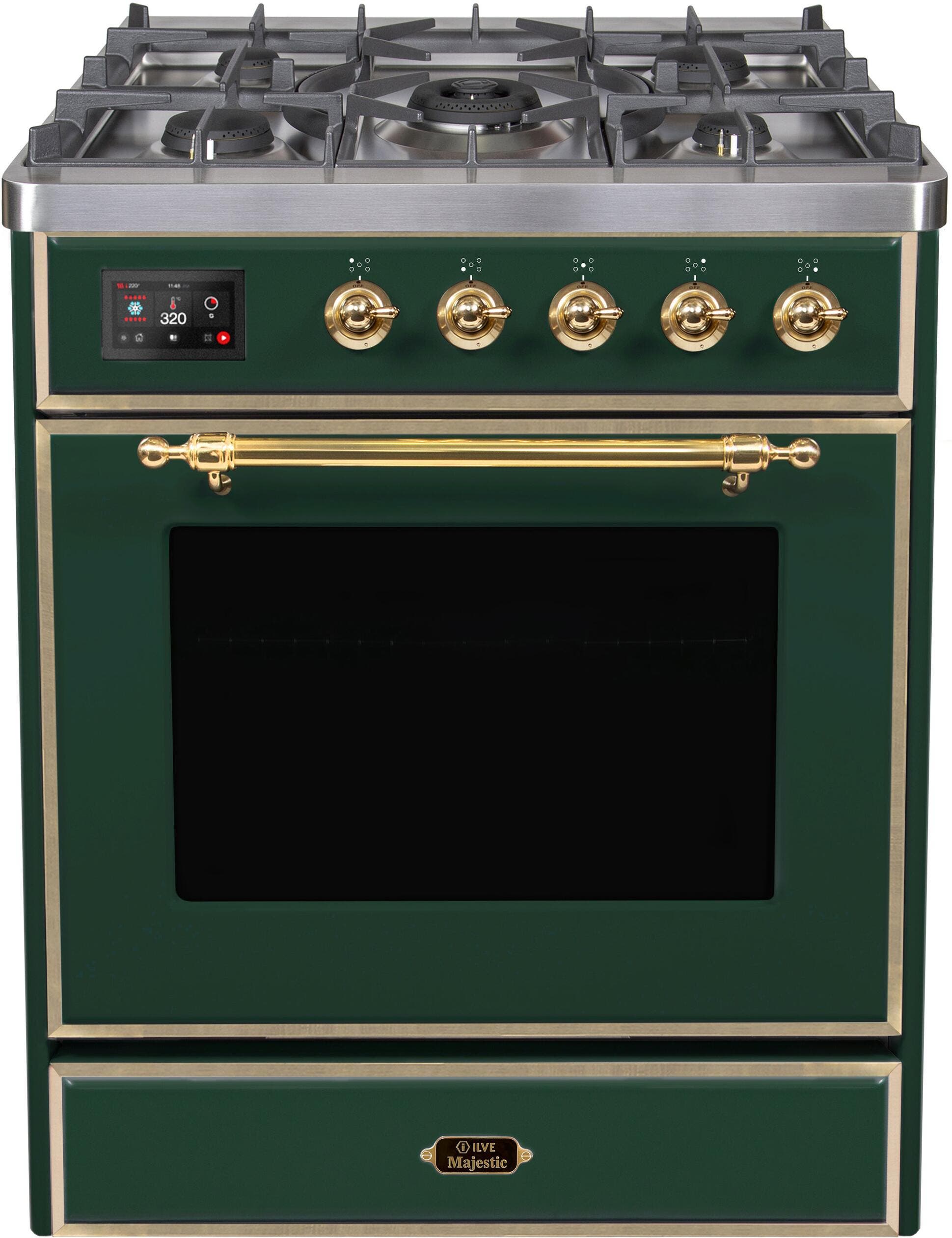 Ilve UM30DNE3EGG Natural Gas In Emerald Green W/ Brass Trim