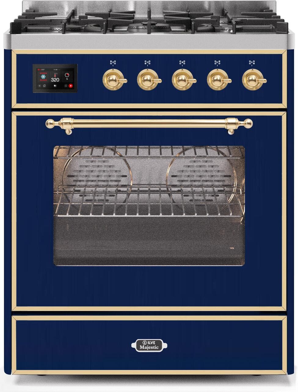 Ilve UM30DNE3MBG Natural Gas In Midnight Blue W/ Brass Trim
