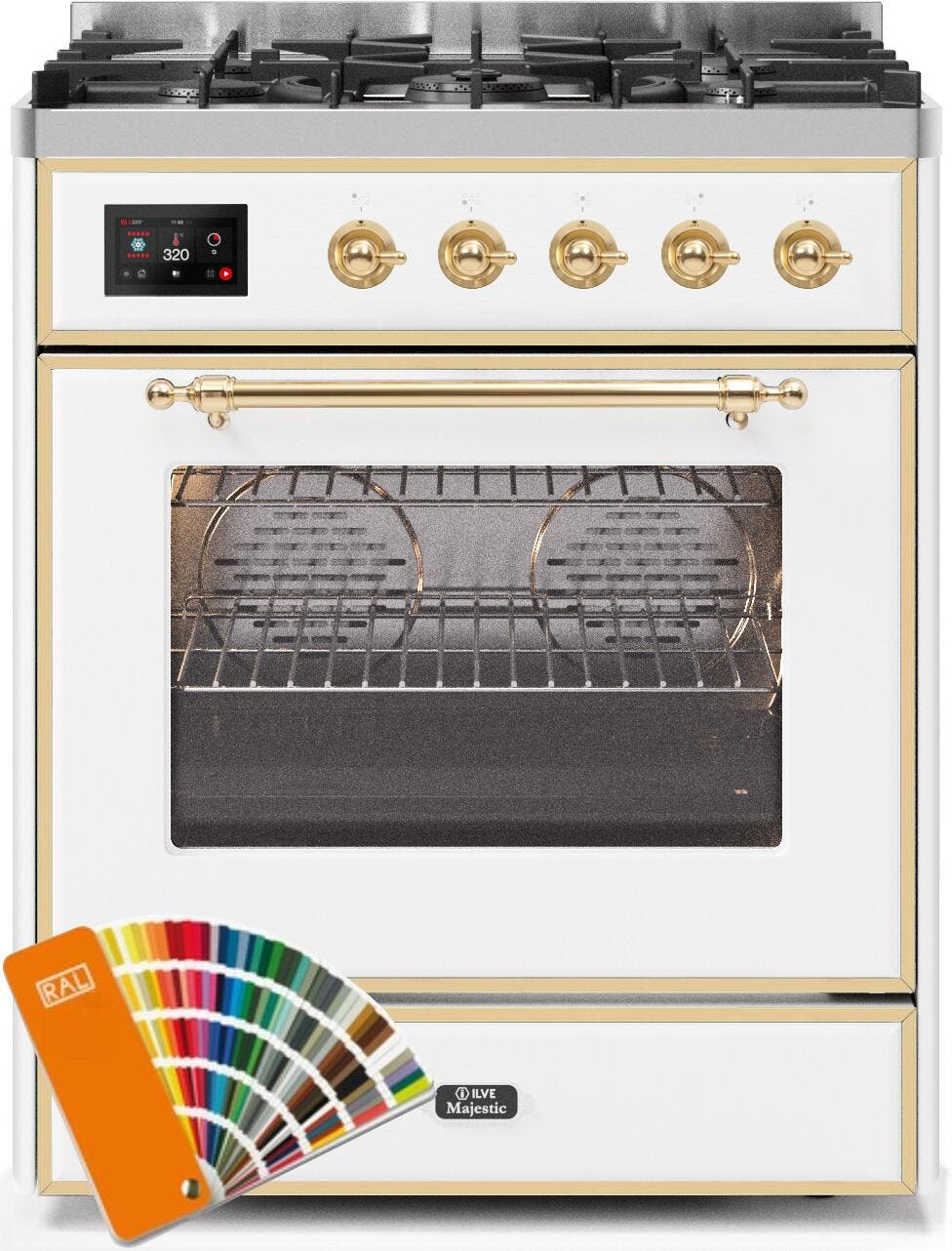 Ilve UM30DNE3RALG Natural Gas In Custom Ral Color W/ Brass Trim