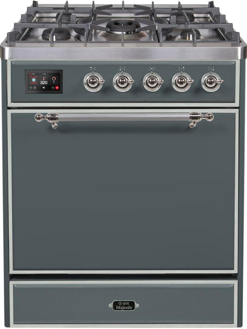 Ilve UM30DQNE3BGC Natural Gas In Blue Grey W/ Chrome Trim