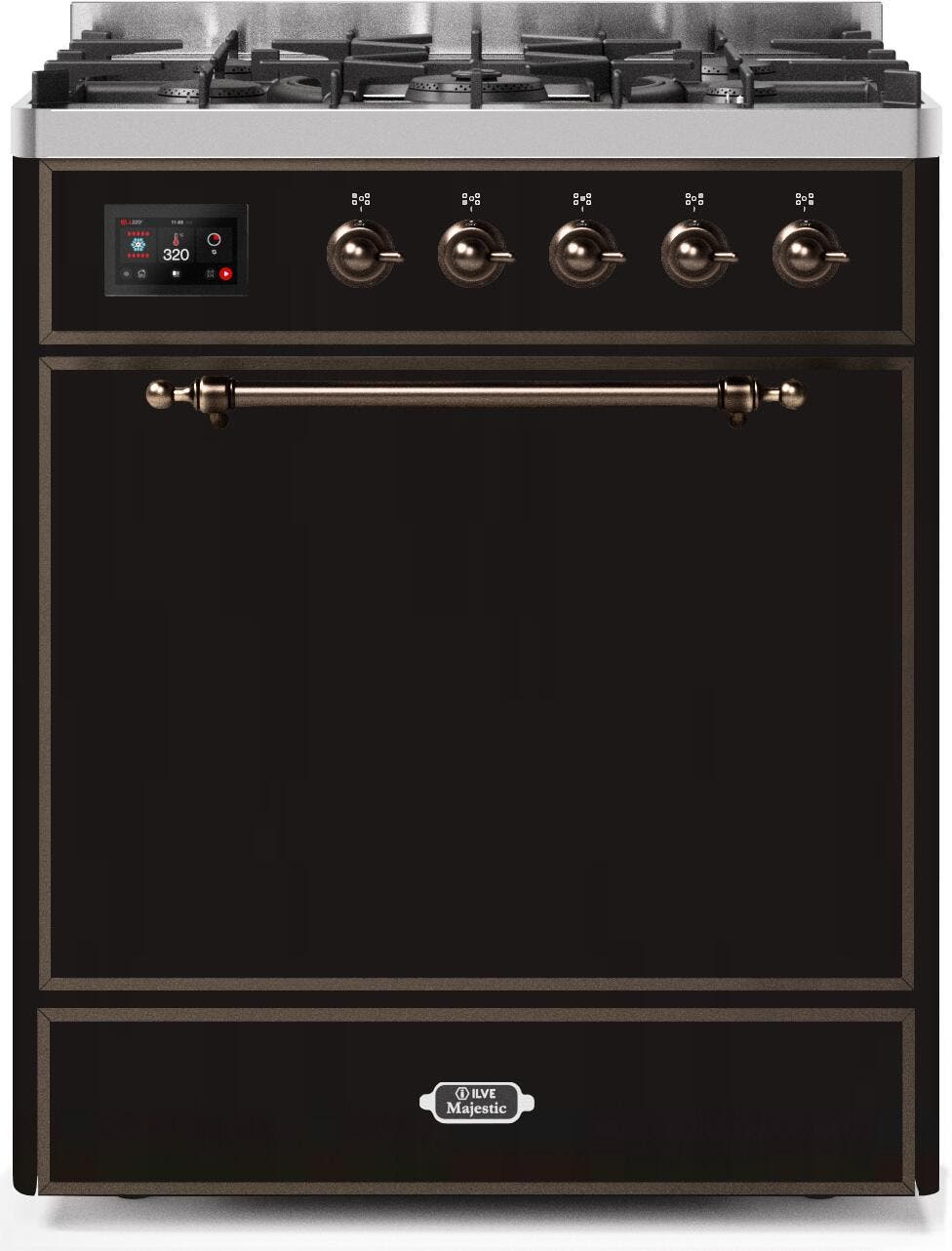 Ilve UM30DQNE3BKB Natural Gas In Glossy Black W/ Bronze Trim