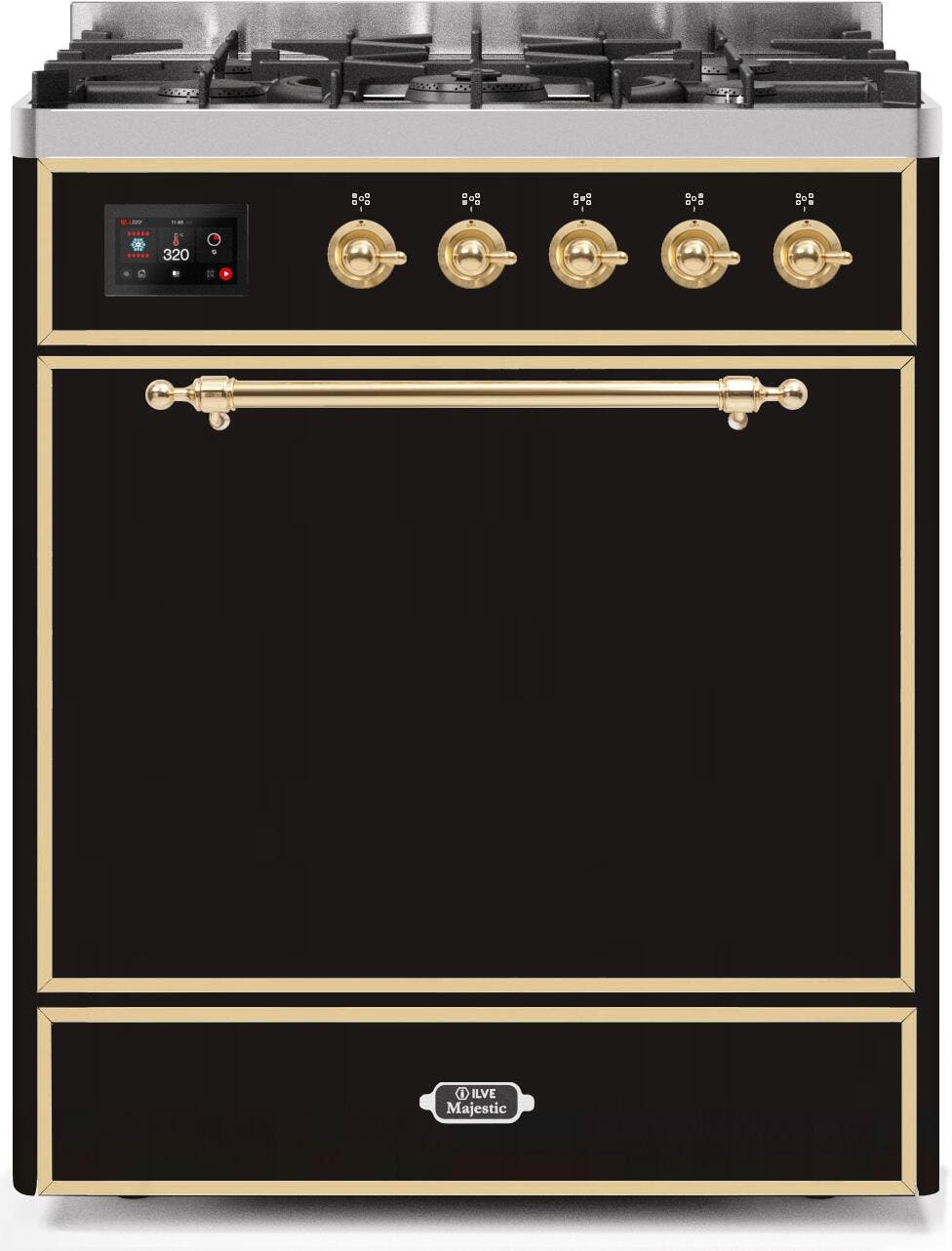 Ilve UM30DQNE3BKGLP Liquid Propane In Glossy Black W/ Brass Trim