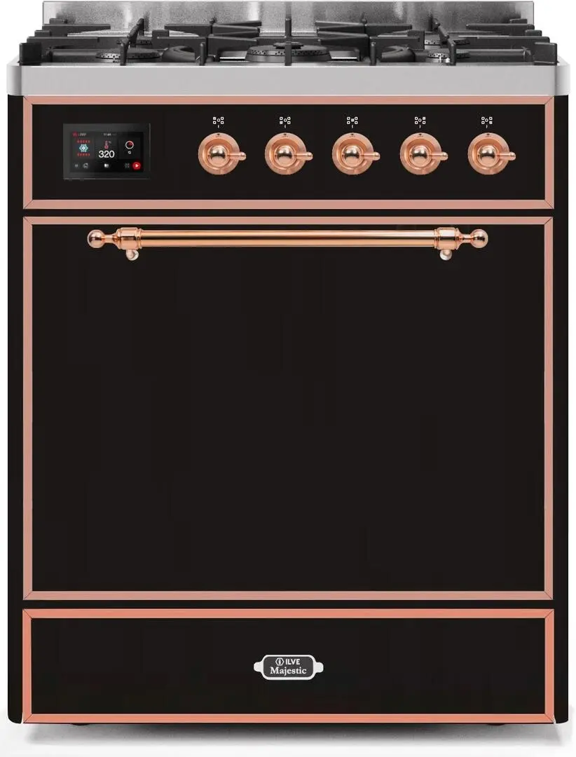 Ilve UM30DQNE3BKP Natural Gas In Glossy Black W/ Copper Trim