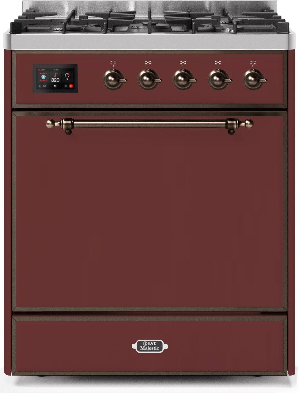 Ilve UM30DQNE3BUB Natural Gas In Burgundy W/ Bronze Trim