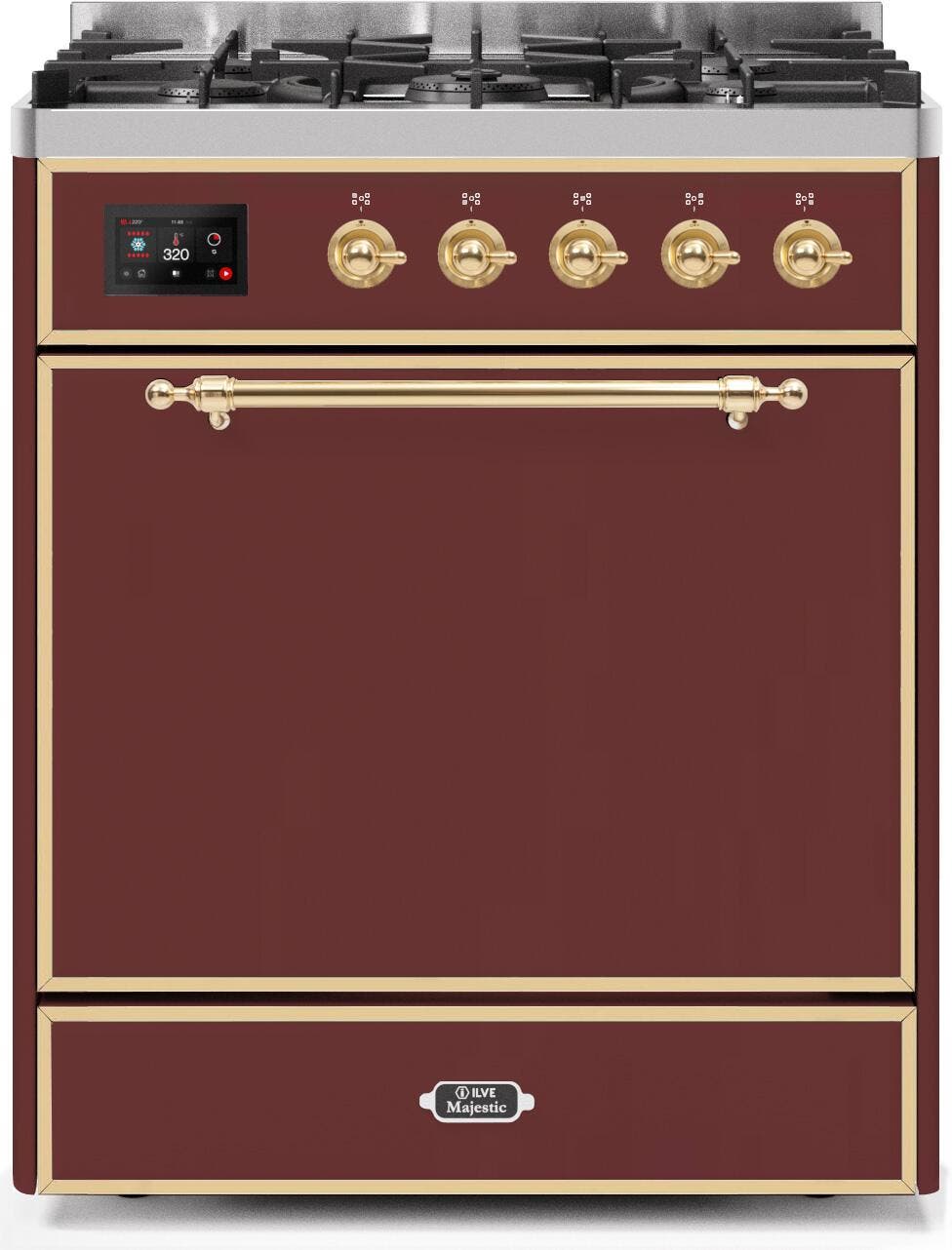 Ilve UM30DQNE3BUGLP Liquid Propane In Burgundy W/ Brass Trim