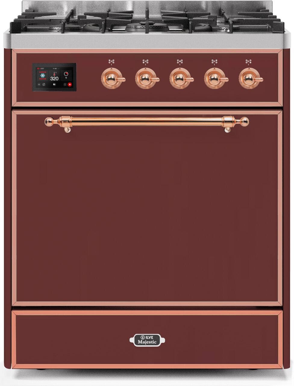 Ilve UM30DQNE3BUPLP Liquid Propane In Burgundy W/ Copper Trim