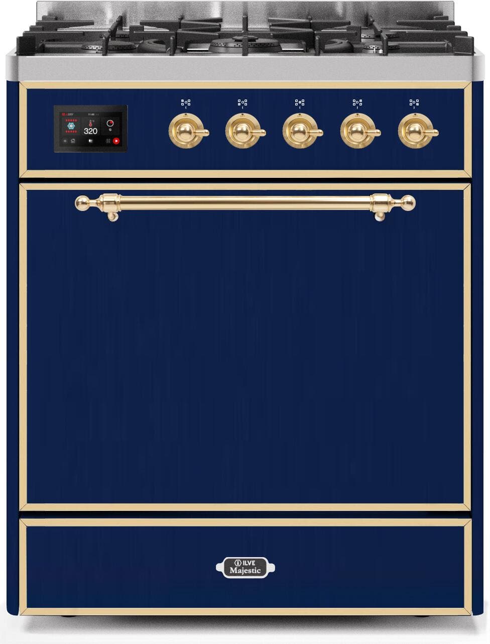 Ilve UM30DQNE3MBG Natural Gas In Midnight Blue W/ Brass Trim