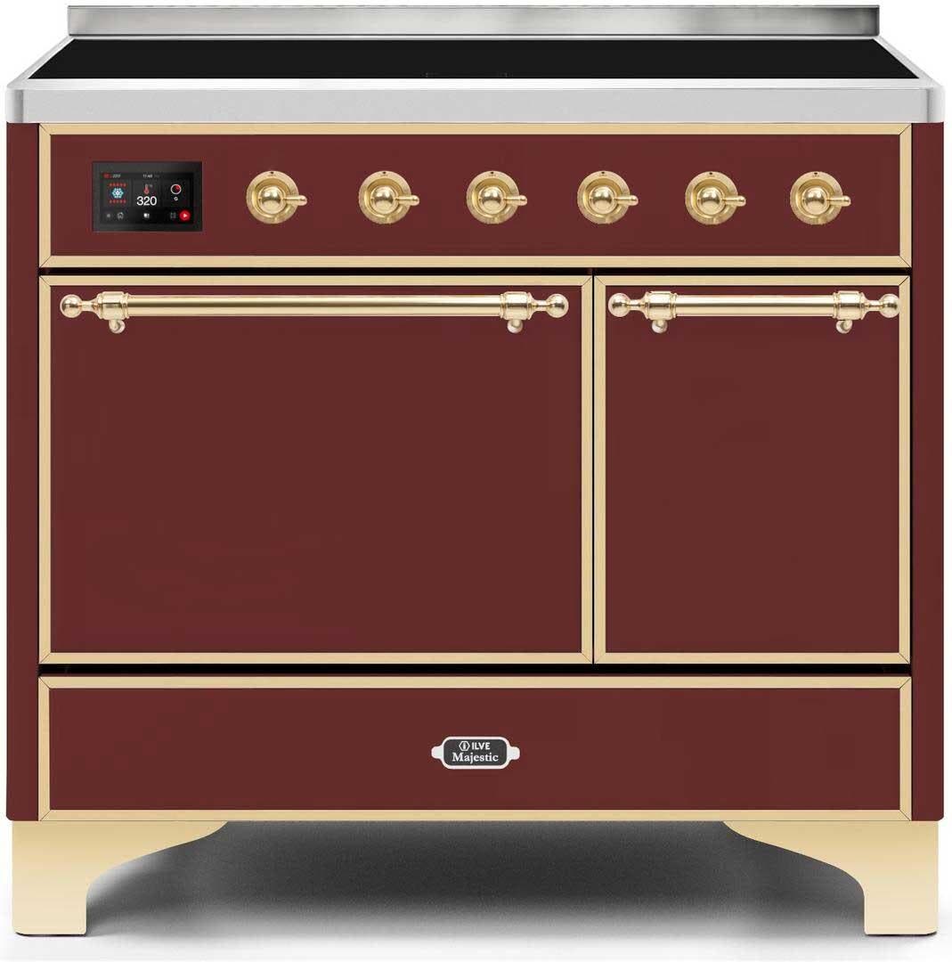 Ilve UMDI10QNS3BUG Burgundy W/ Brass Trim