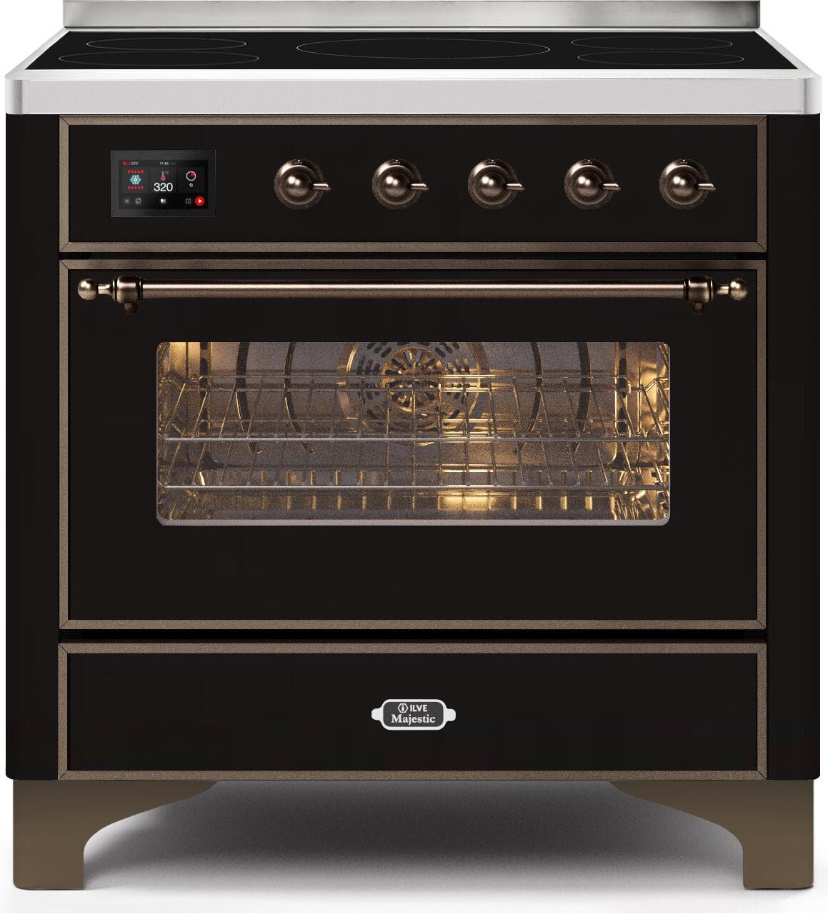 Ilve UMI09NS3BKB Glossy Black W/ Bronze Trim