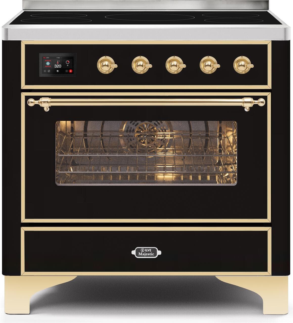 Ilve UMI09NS3BKG Glossy Black W/ Brass Trim