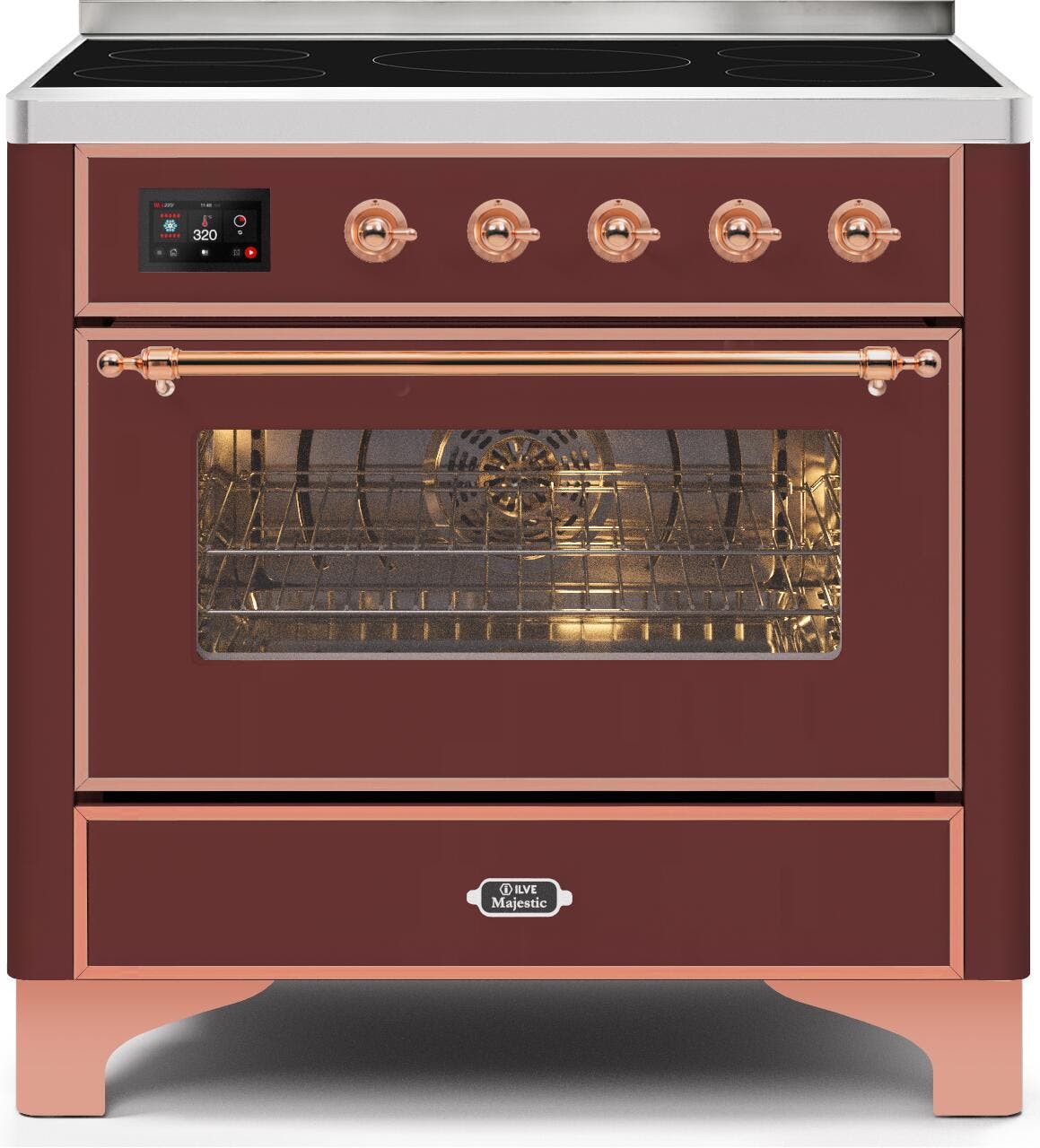 Ilve UMI09NS3BUP Burgundy W/ Copper Trim