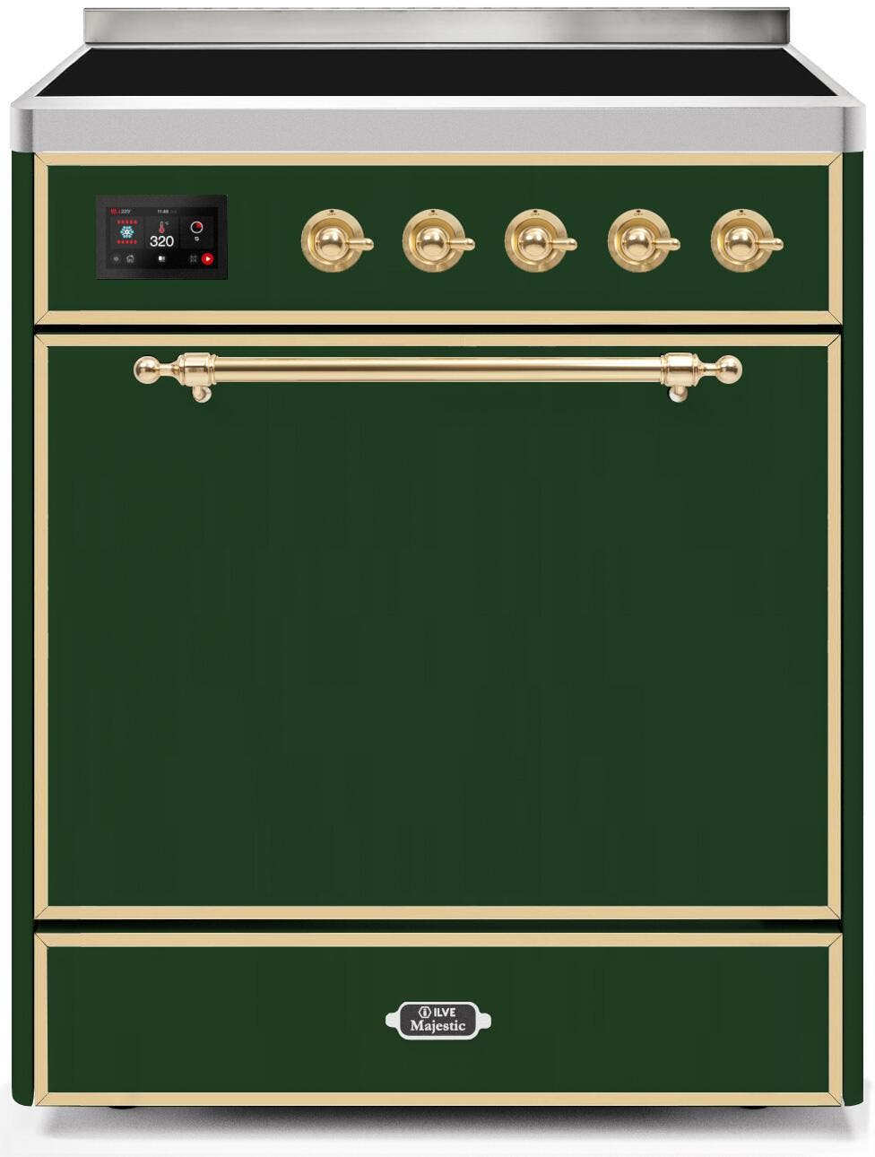 Ilve UMI30QNE3EGG Emerald Green W/ Brass Trim