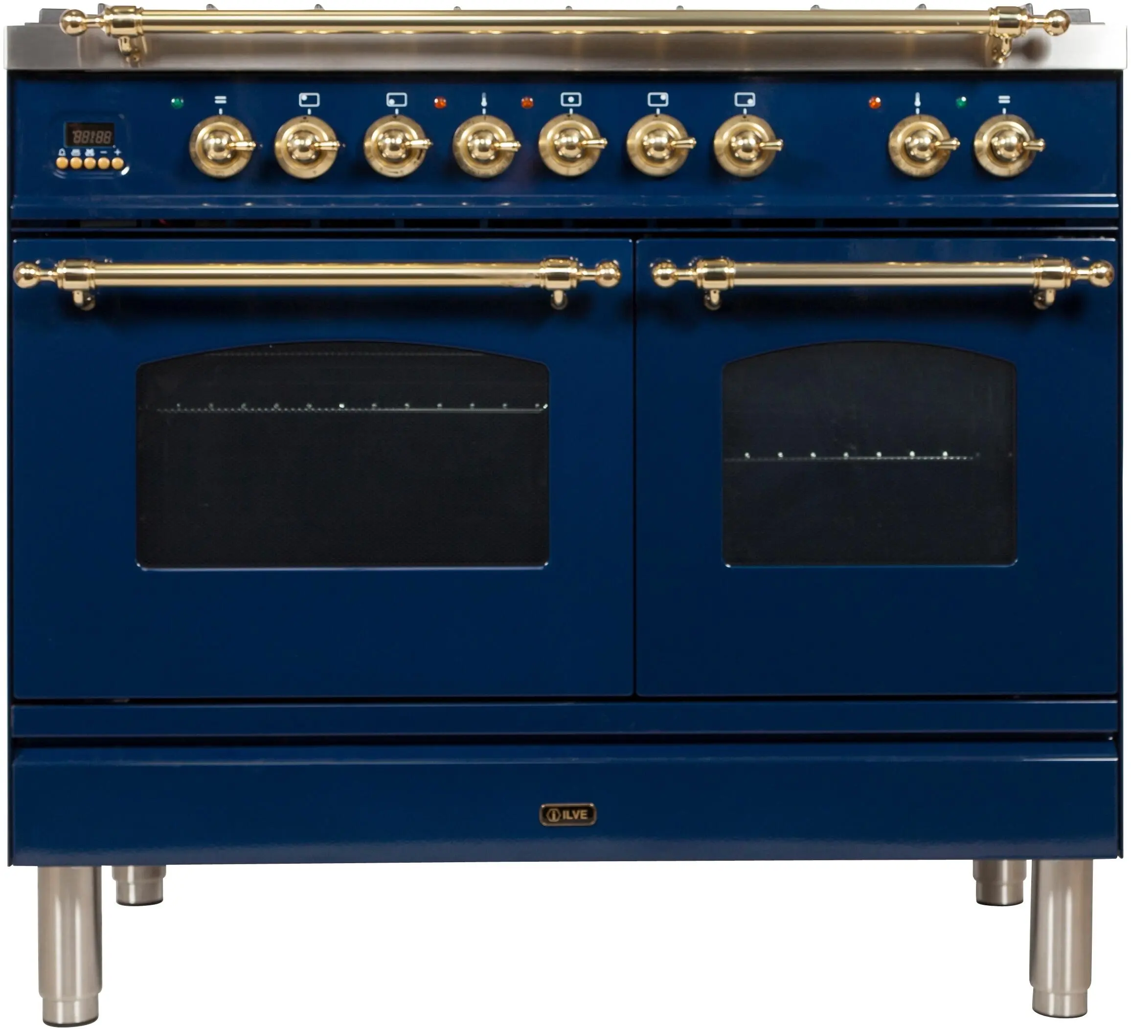 Ilve UPDN100FDMPBL Natural Gas In Midnight Blue W/ Brass Trim