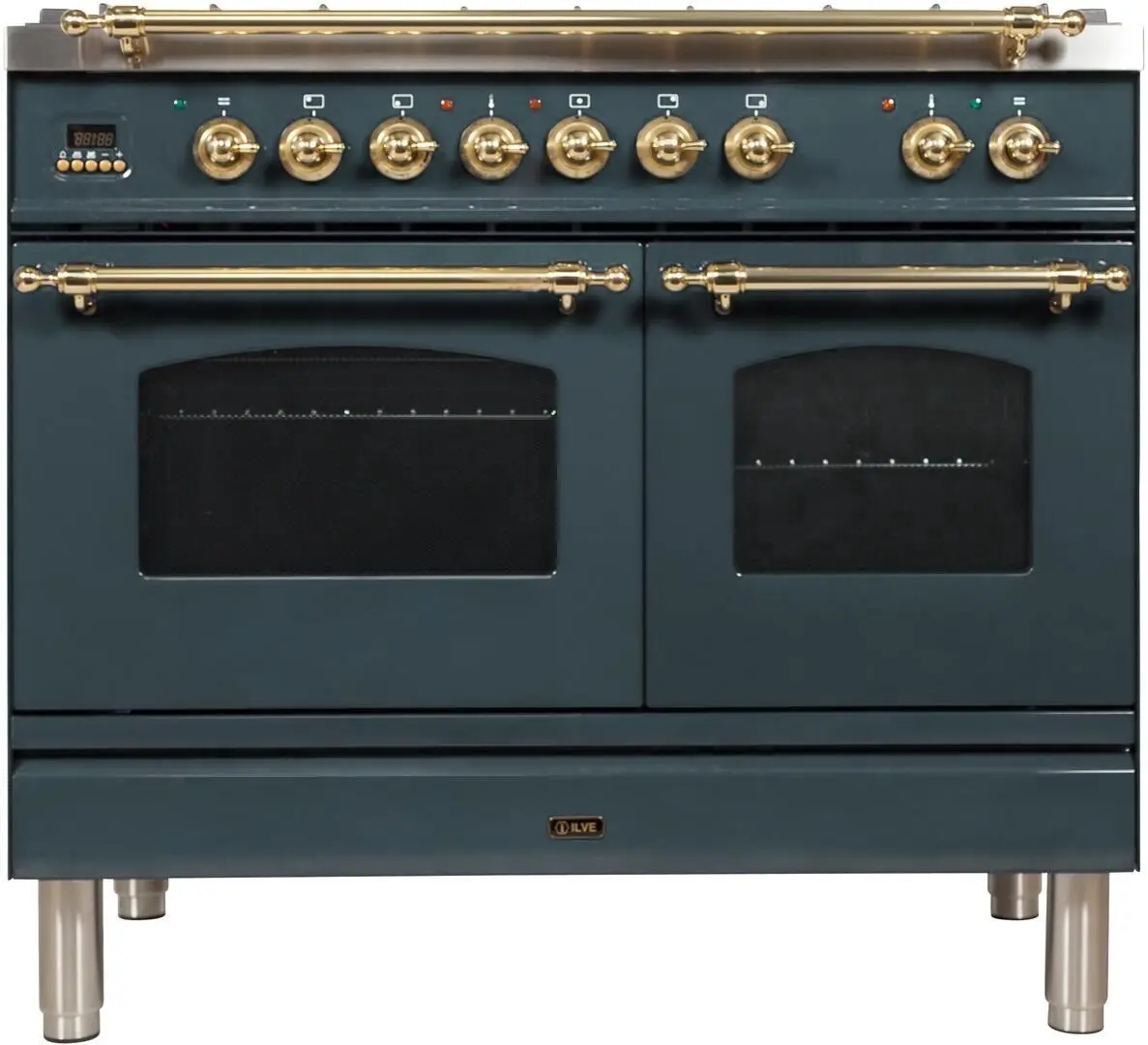 Ilve UPDN100FDMPGU Natural Gas In Blue Grey W/ Brass Trim