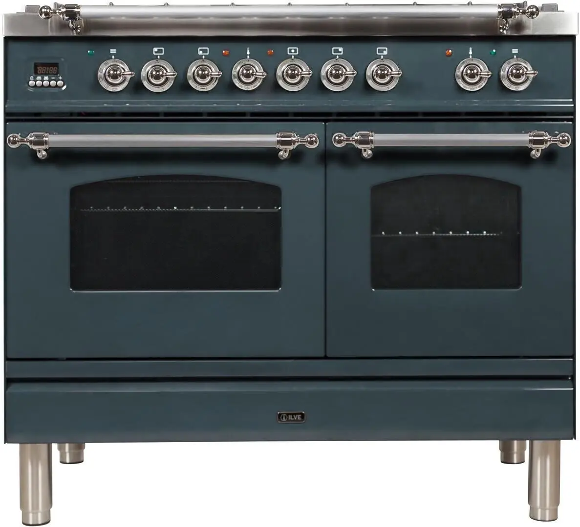 Ilve UPDN100FDMPGUX Natural Gas In Blue Grey W/ Chrome Trim