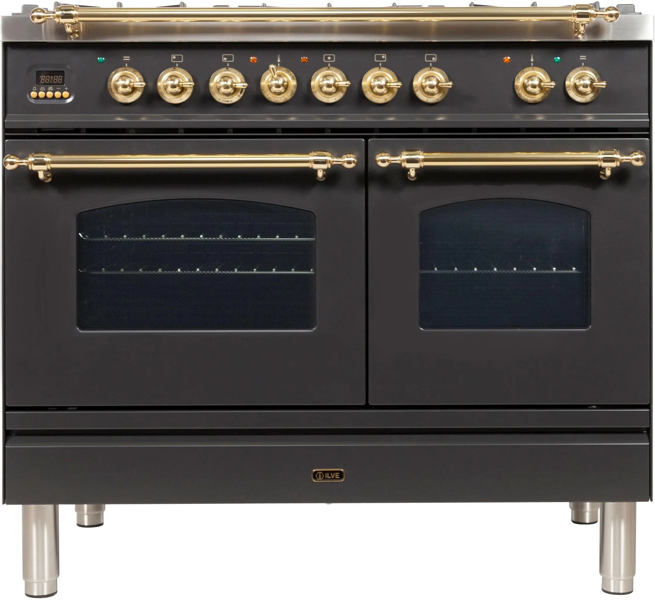 Ilve UPDN100FDMPM Natural Gas In Matte Graphite W/ Brass Trim