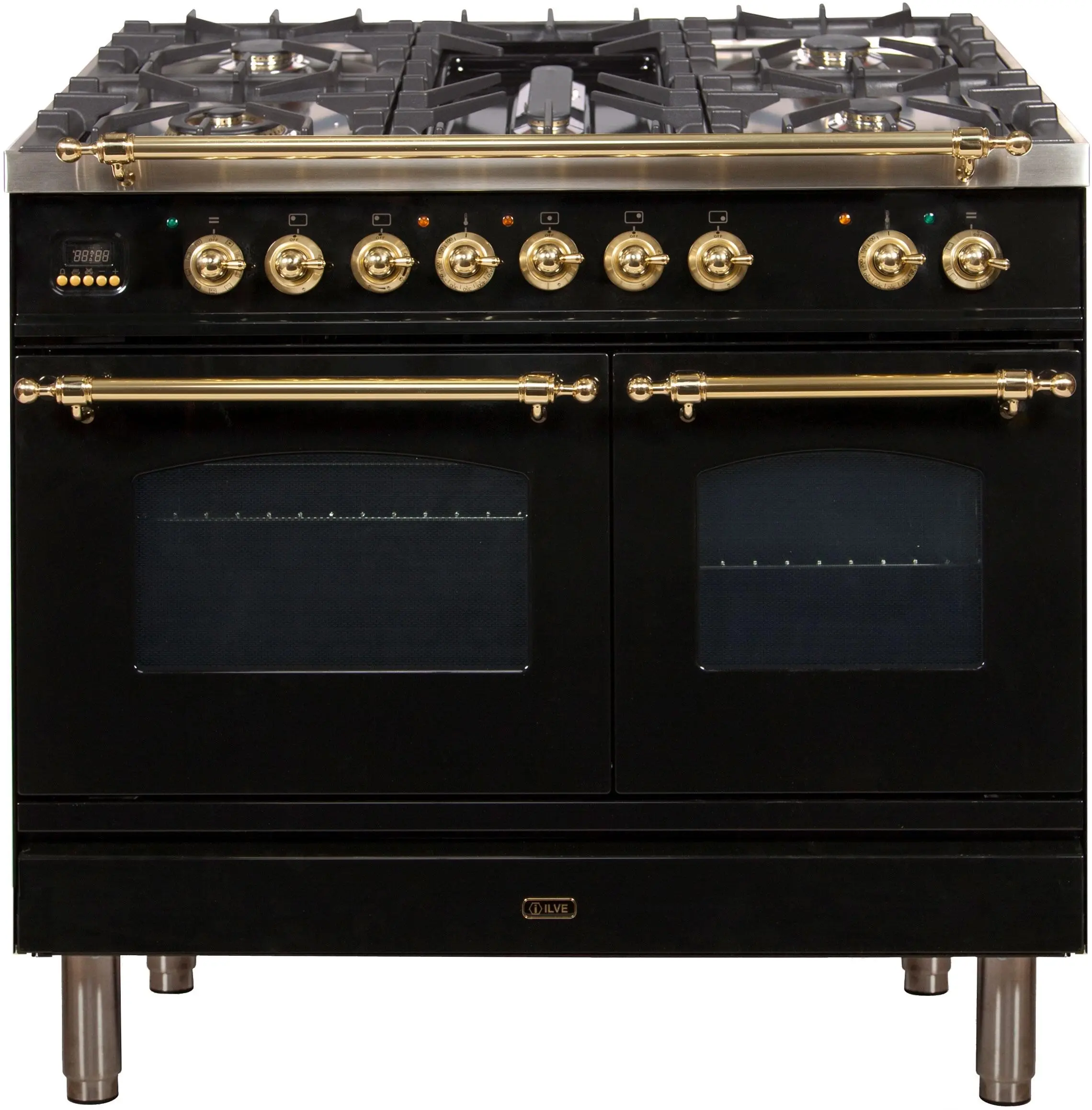 Ilve UPDN100FDMPN Natural Gas In Glossy Black W/ Brass Trim