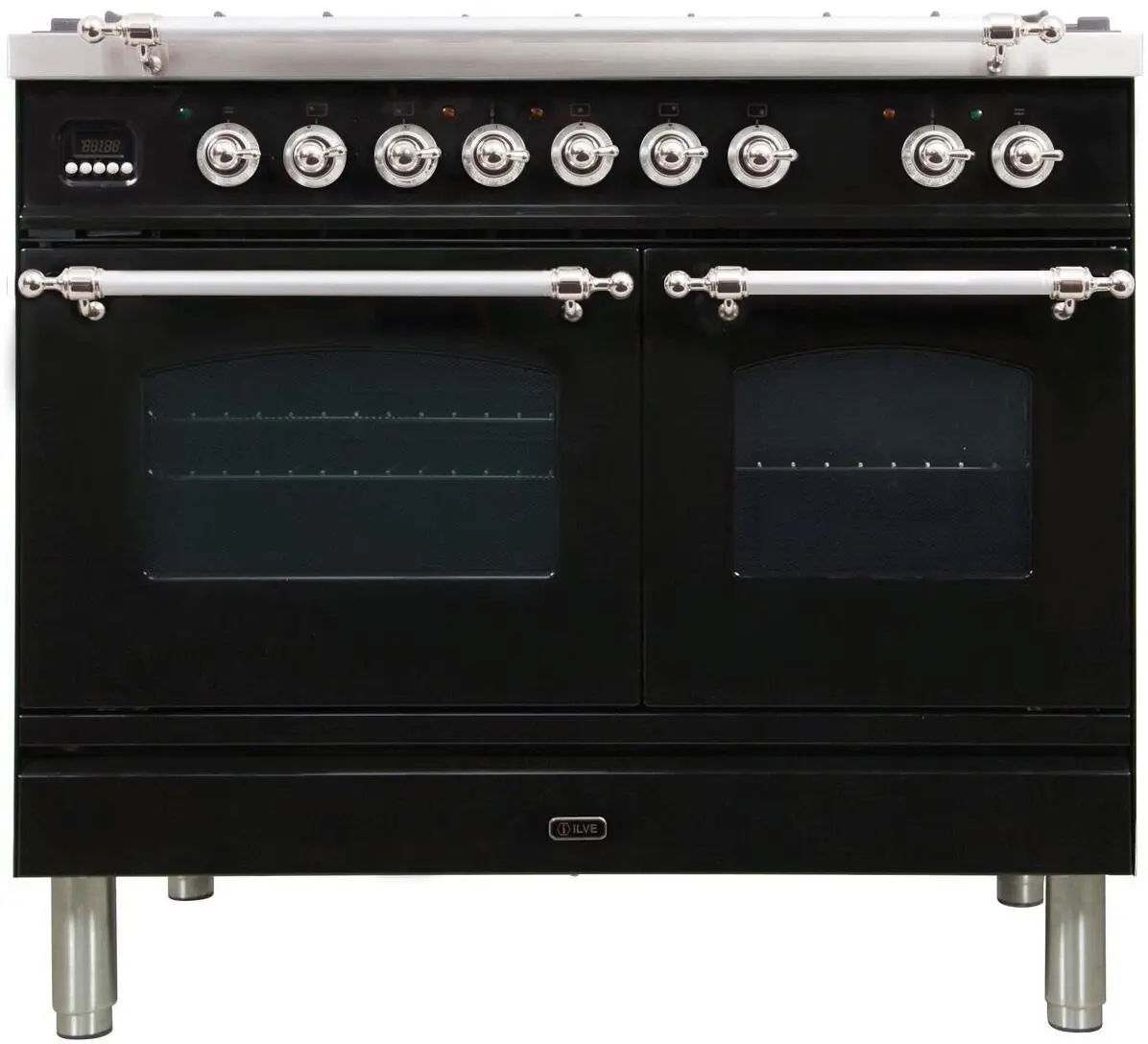 Ilve UPDN100FDMPNXLP Liquid Propane In Glossy Black W/ Chrome Trim