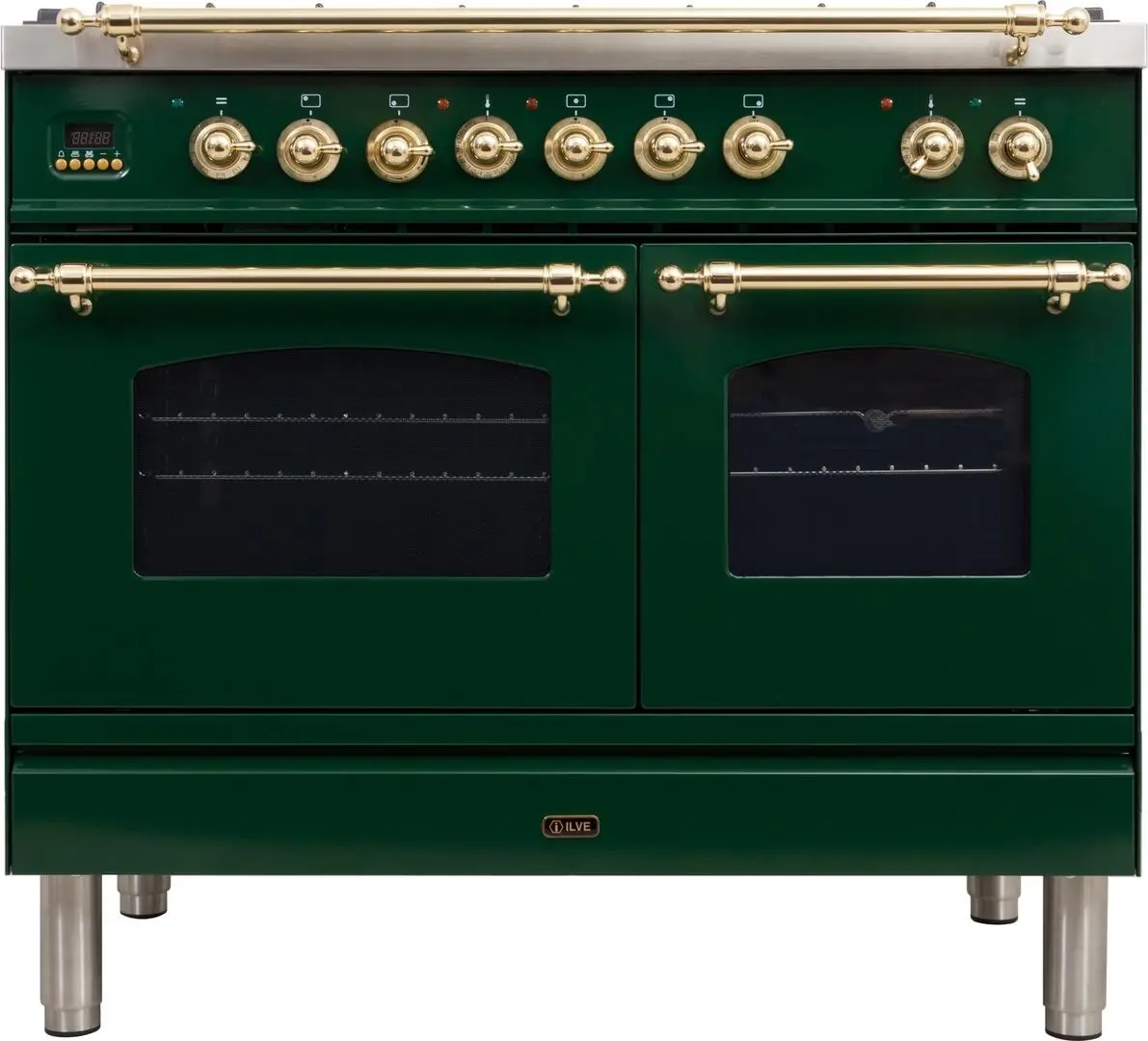 Ilve UPDN100FDMPVS Natural Gas In Emerald Green W/ Brass Trim
