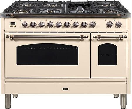 Ilve UPN120FDMPA Natural Gas In Antique White W/ Brass Trim