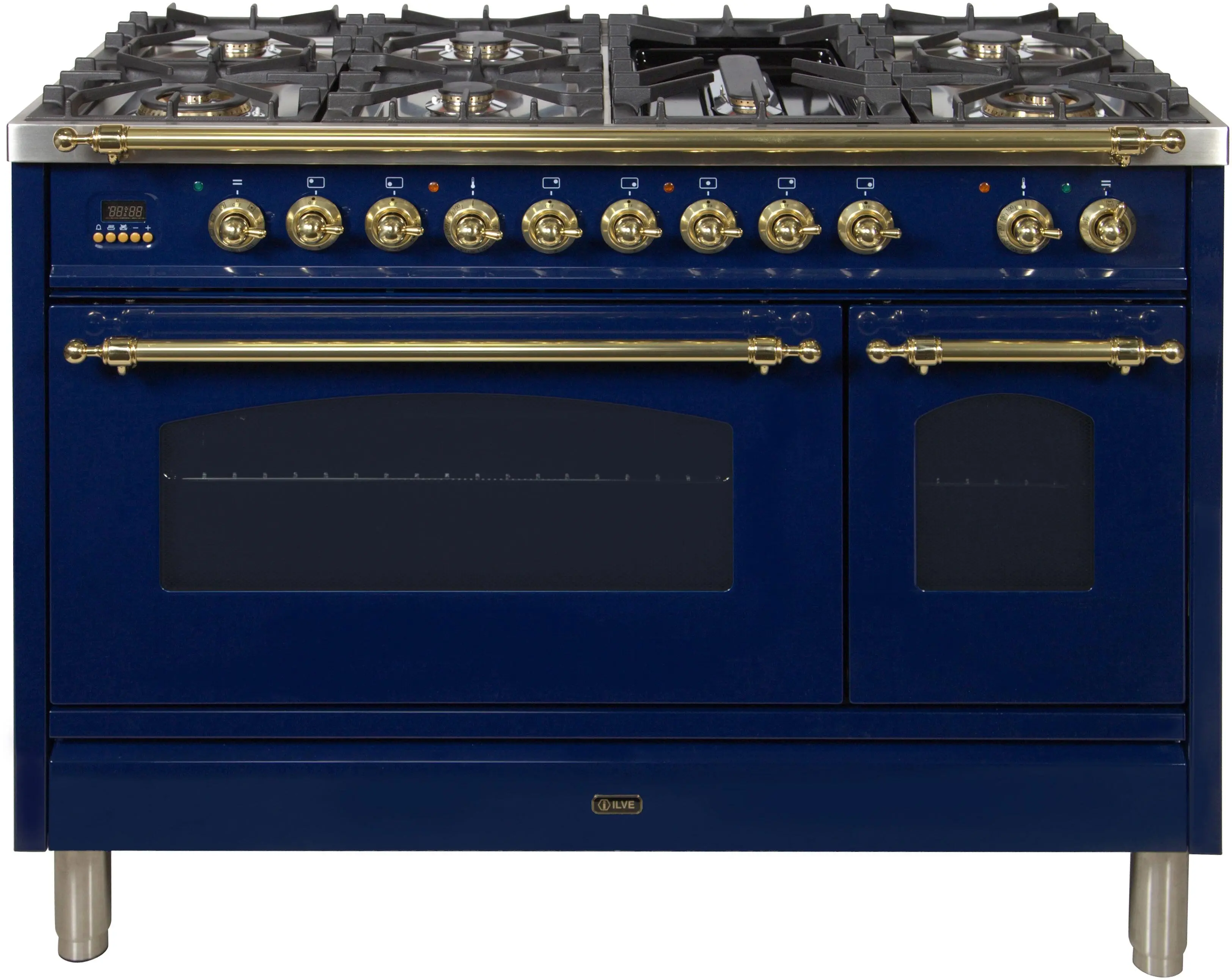 Ilve UPN120FDMPBL Natural Gas In Midnight Blue W/ Brass Trim