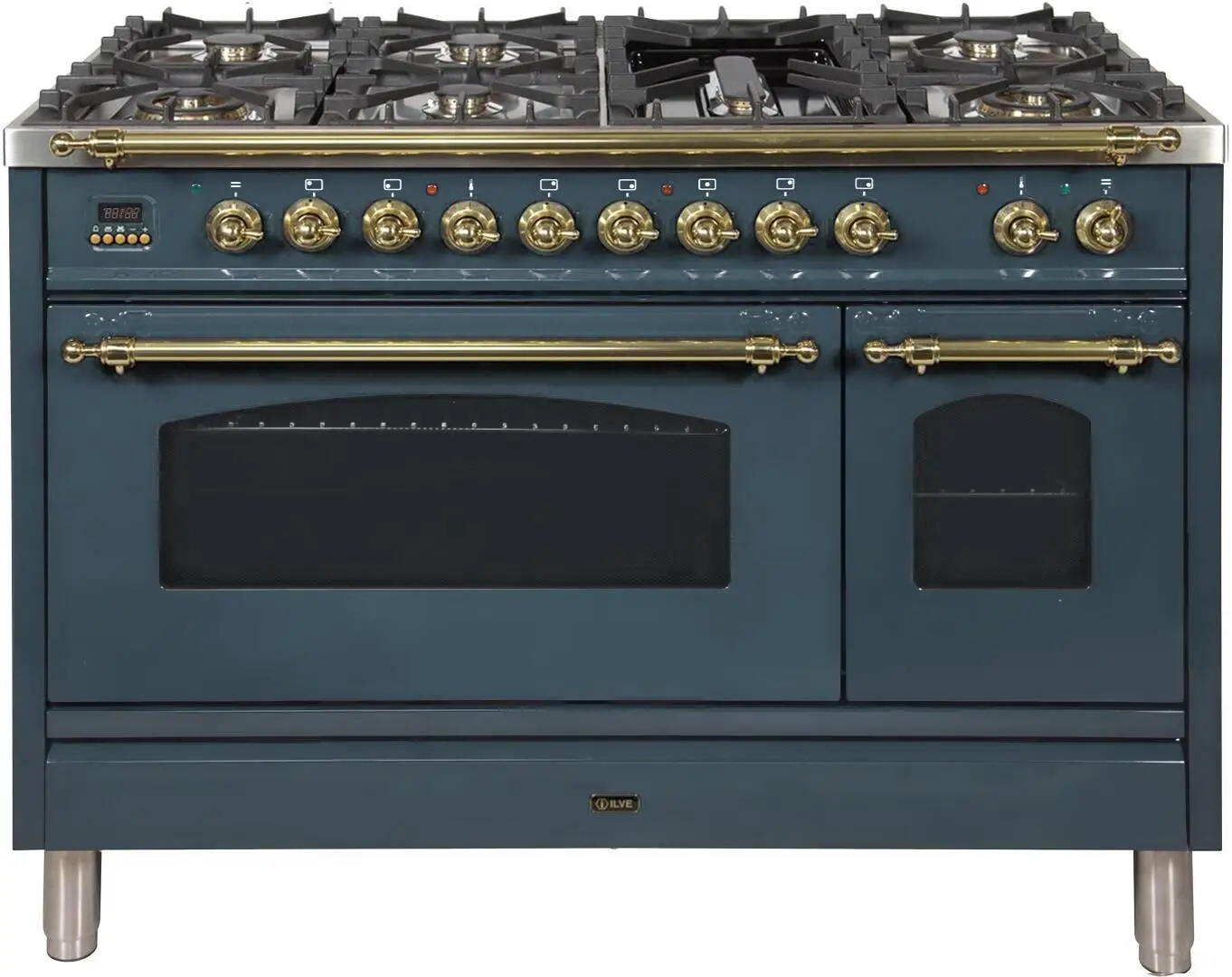 Ilve UPN120FDMPGU Natural Gas In Blue Grey W/ Brass Trim