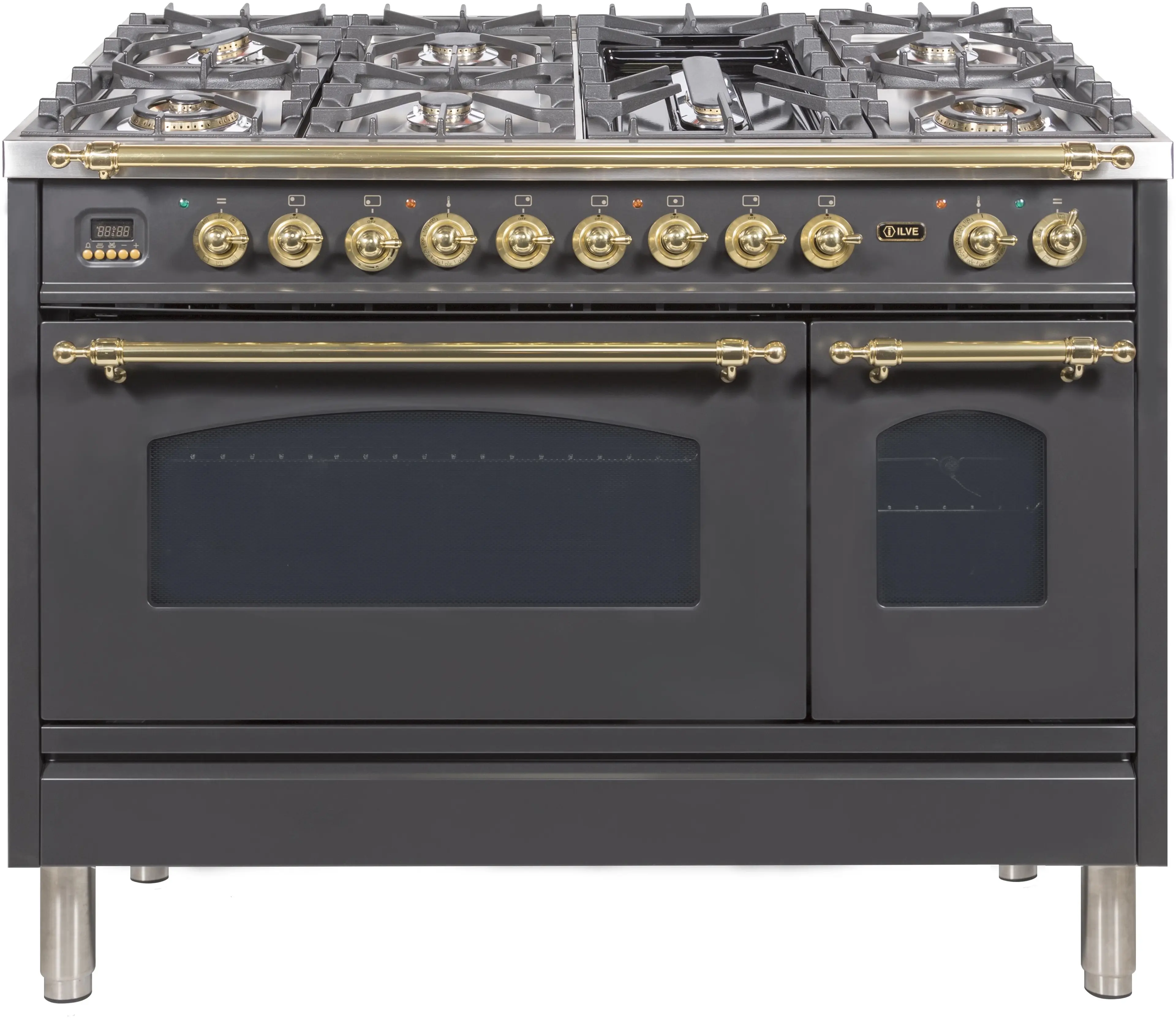 Ilve UPN120FDMPMLP Liquid Propane In Matte Graphite W/ Brass Trim