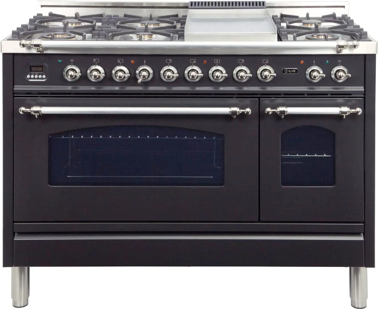 Ilve UPN120FDMPMX Natural Gas In Matte Graphite W/ Chrome Trim