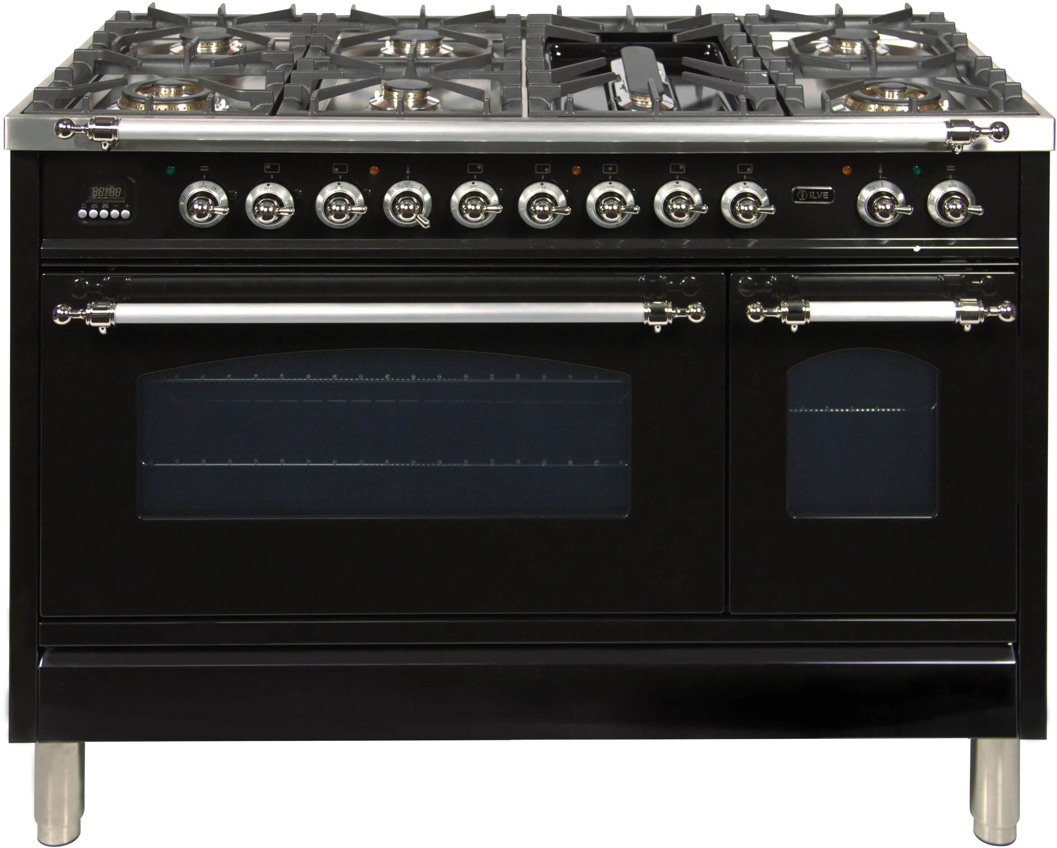 Ilve UPN120FDMPNXLP Liquid Propane In Glossy Black W/ Chrome Trim