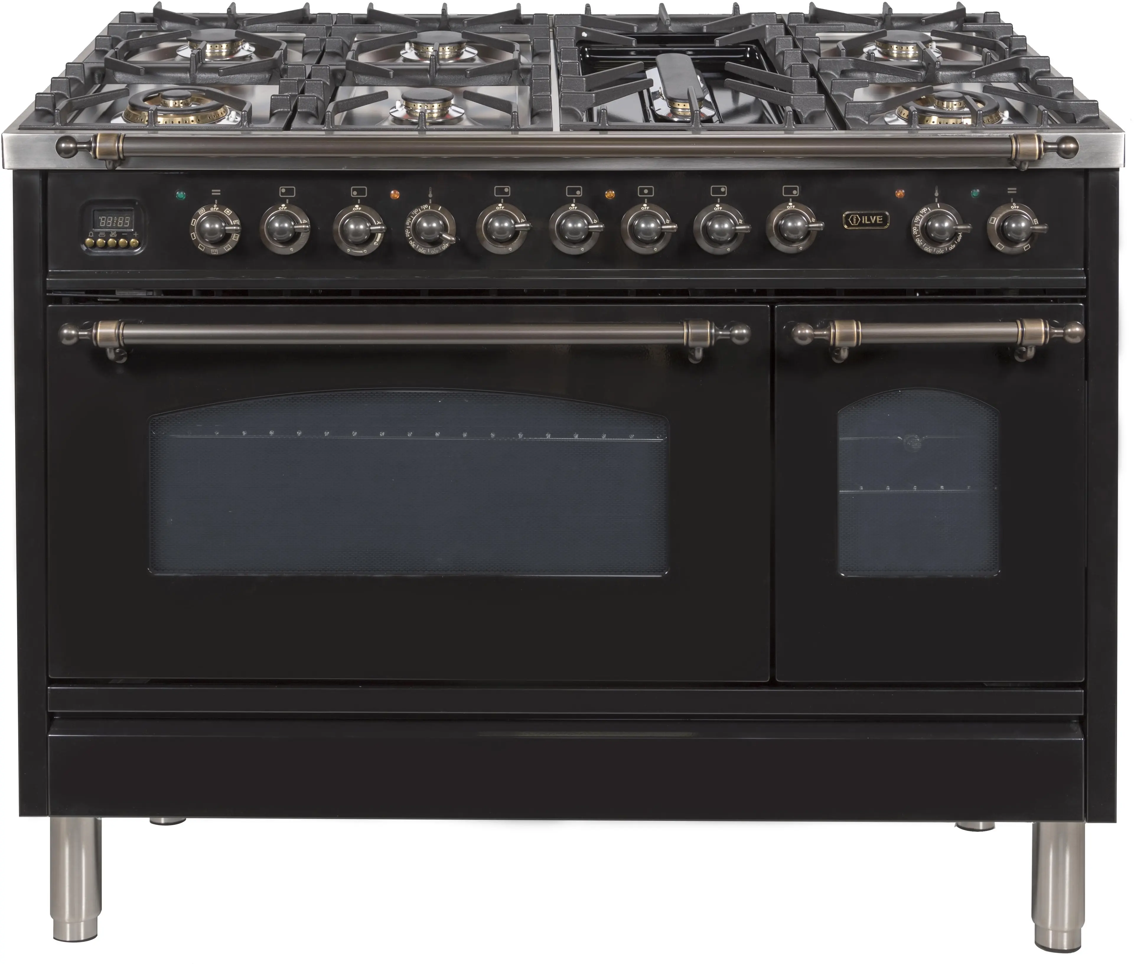 Ilve UPN120FDMPNY Natural Gas In Glossy Black W/ Bronze Trim