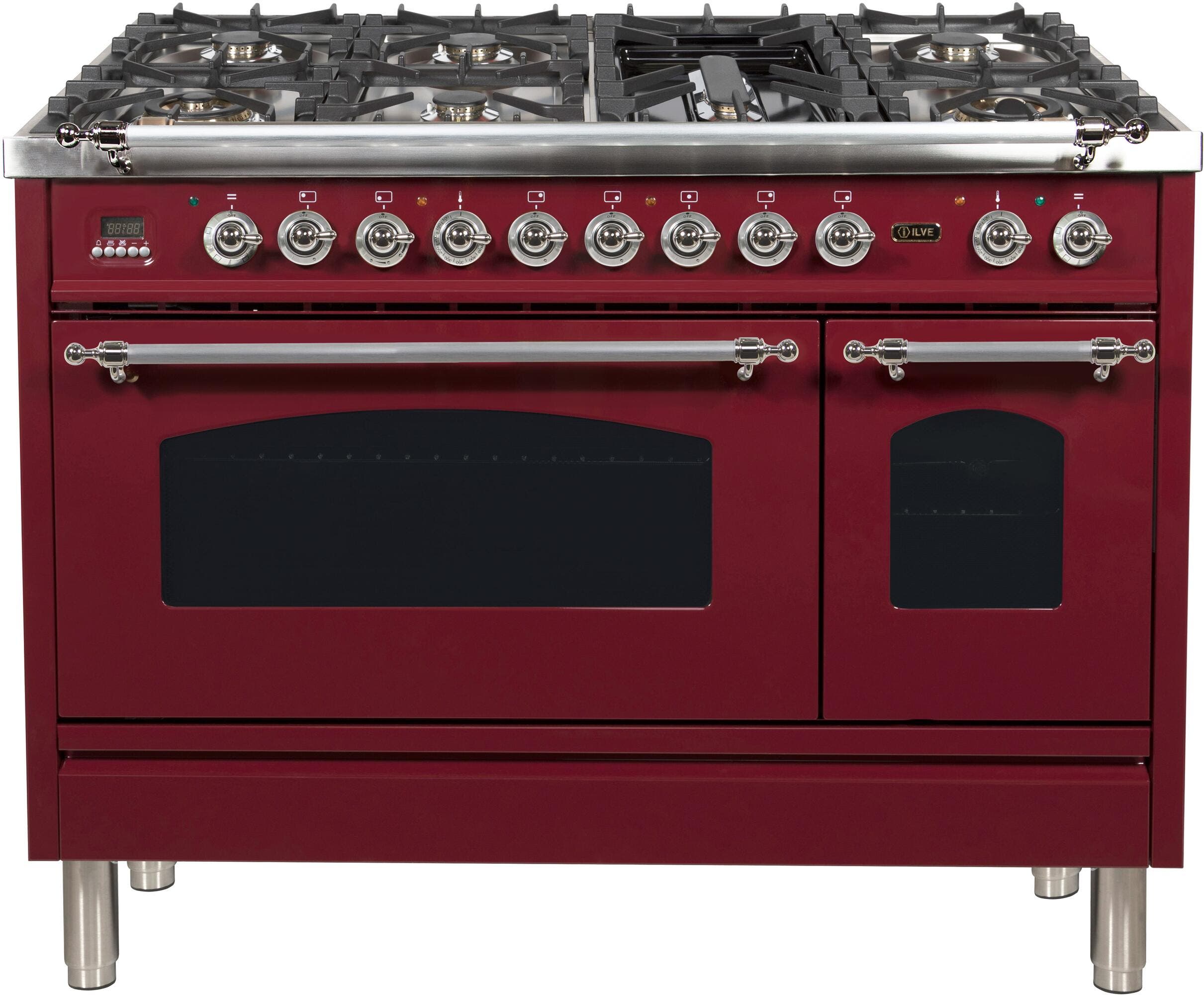Ilve UPN120FDMPRBXLP Liquid Propane In Burgundy W/ Chrome Trim