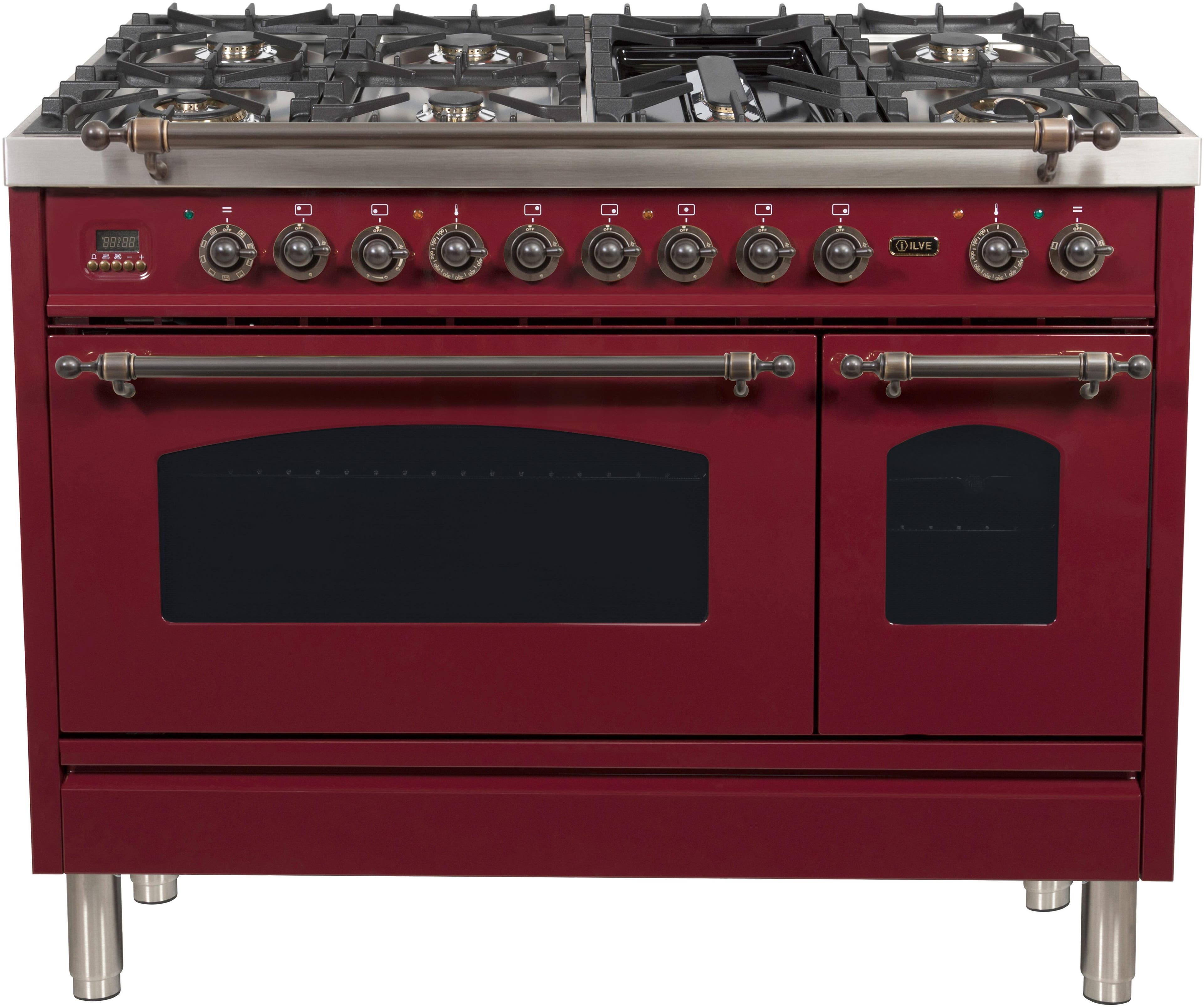 Ilve UPN120FDMPRBY Natural Gas In Burgundy W/ Bronze Trim