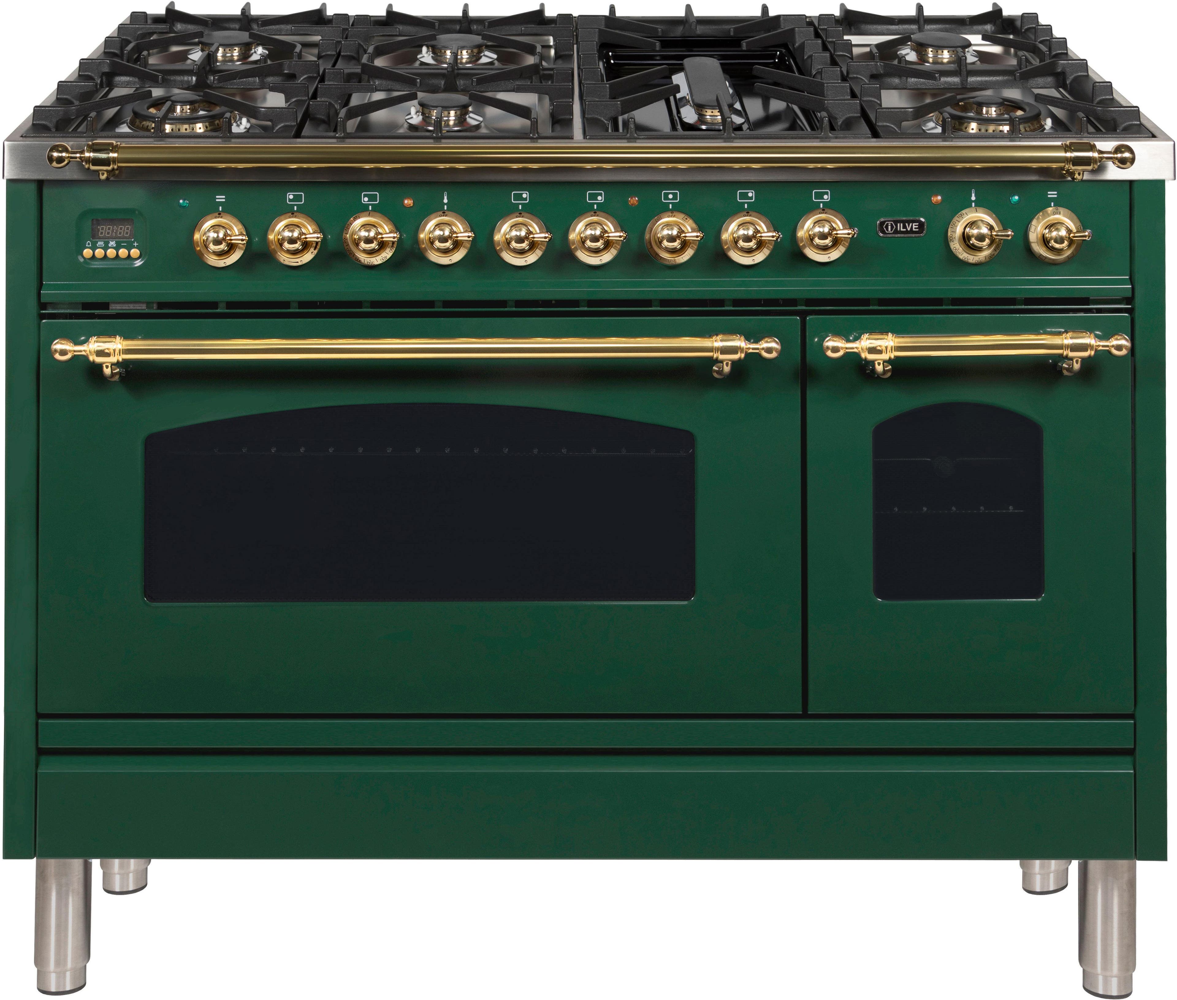 Ilve UPN120FDMPVS Natural Gas In Emerald Green W/ Brass Trim