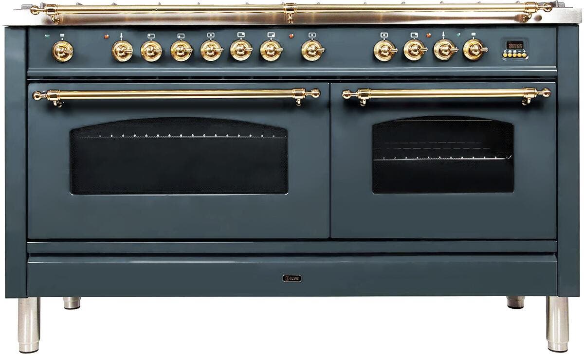 Ilve UPN150FDMPGU Natural Gas In Blue Grey W/ Brass Trim