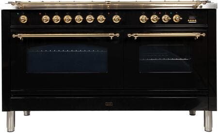 Ilve UPN150FDMPNLP Liquid Propane In Glossy Black W/ Brass Trim
